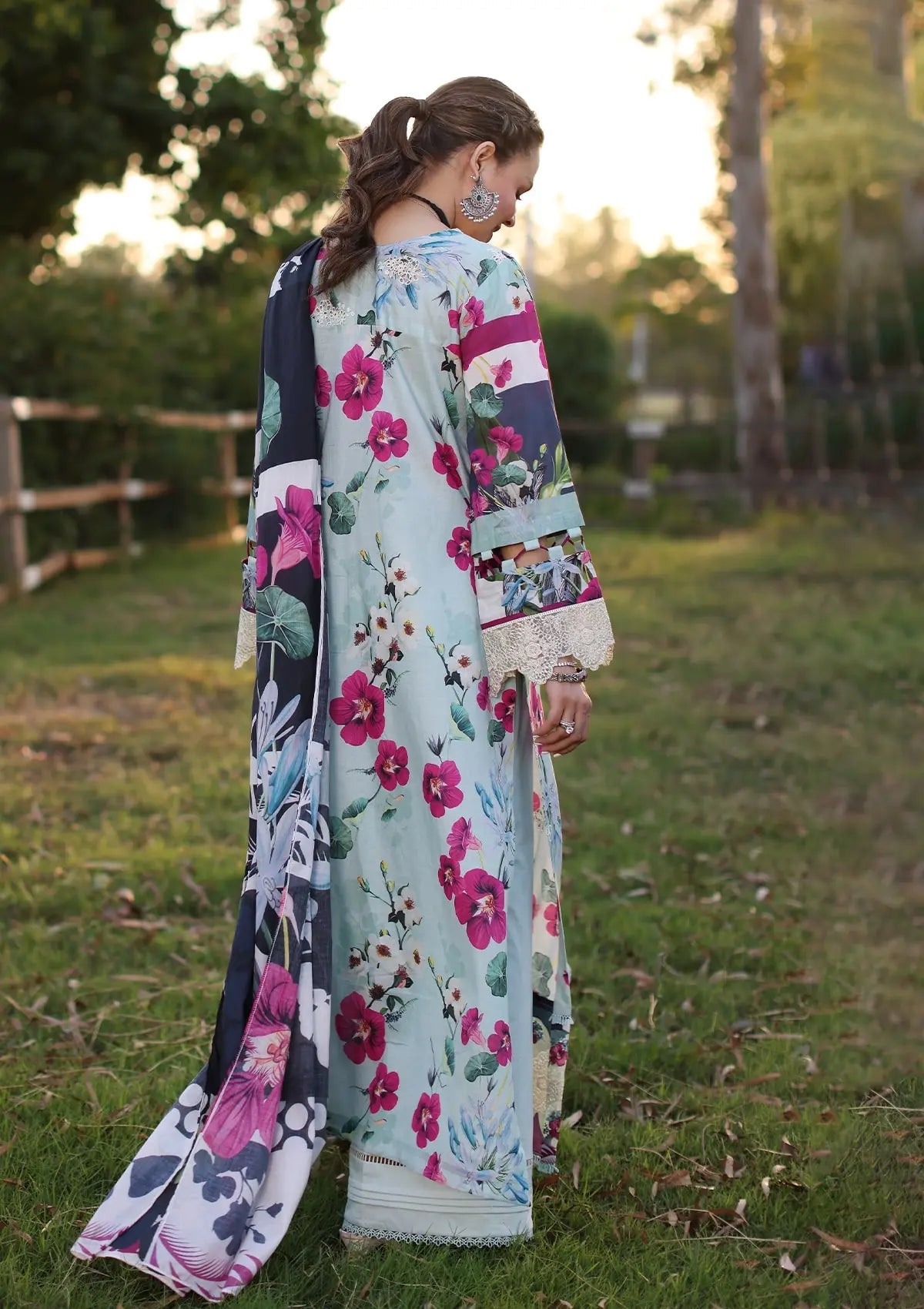 Elaf Print Chikankari Lawn 2024 | AQUABELLA | ECK-01B