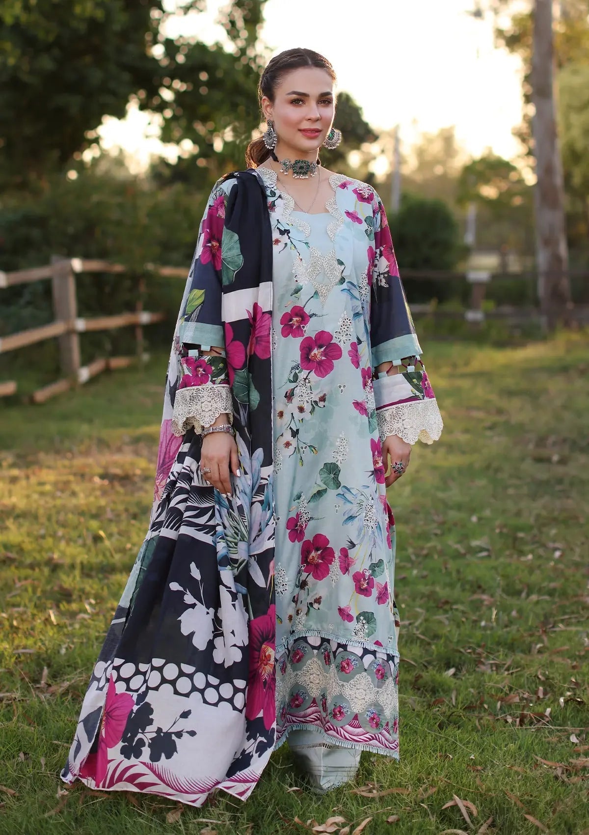 Elaf Print Chikankari Lawn 2024 | AQUABELLA | ECK-01B