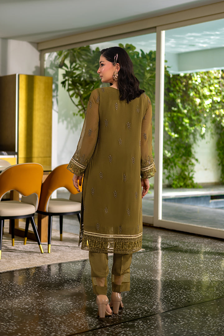 Manahil Lakhani Luminara Unstitched Chiffon Collection |Sage