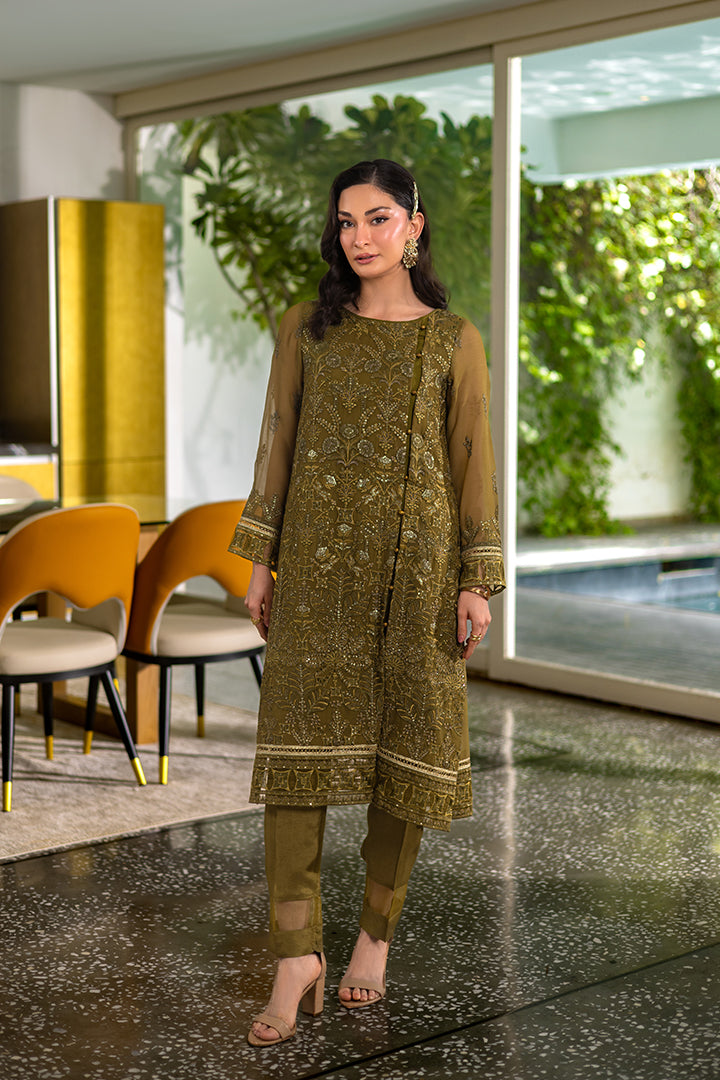 Manahil Lakhani Luminara Unstitched Chiffon Collection |Sage