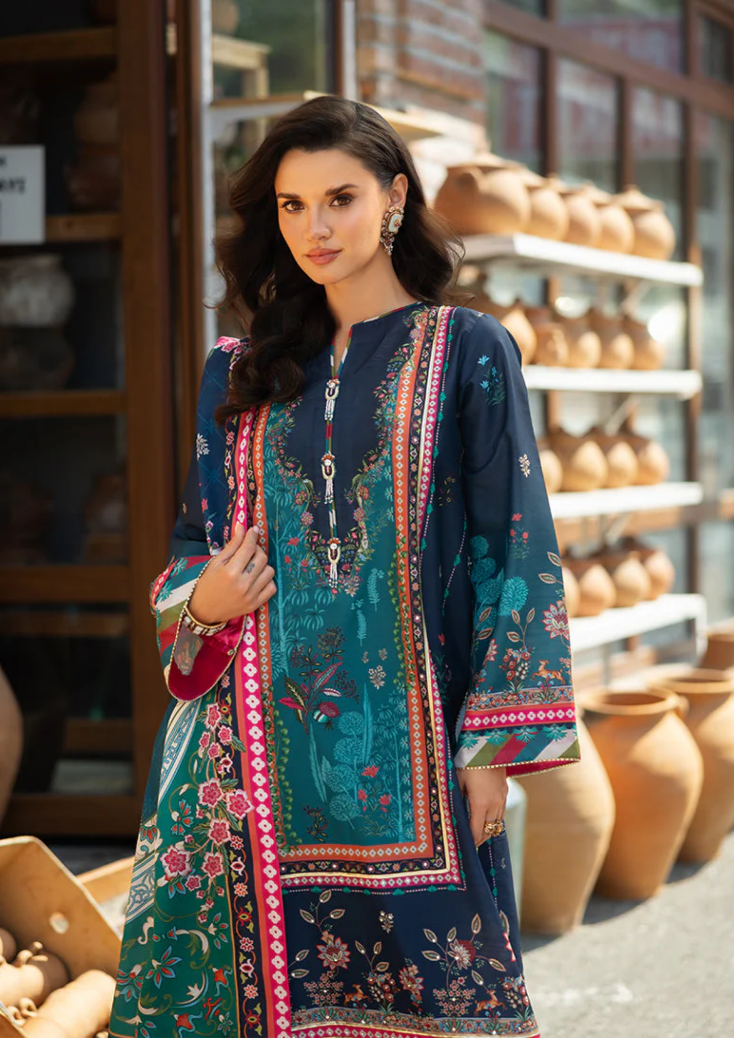 Mushq Hemline Nirvana Printed Silk Unstitched Collection | Nova Bloom