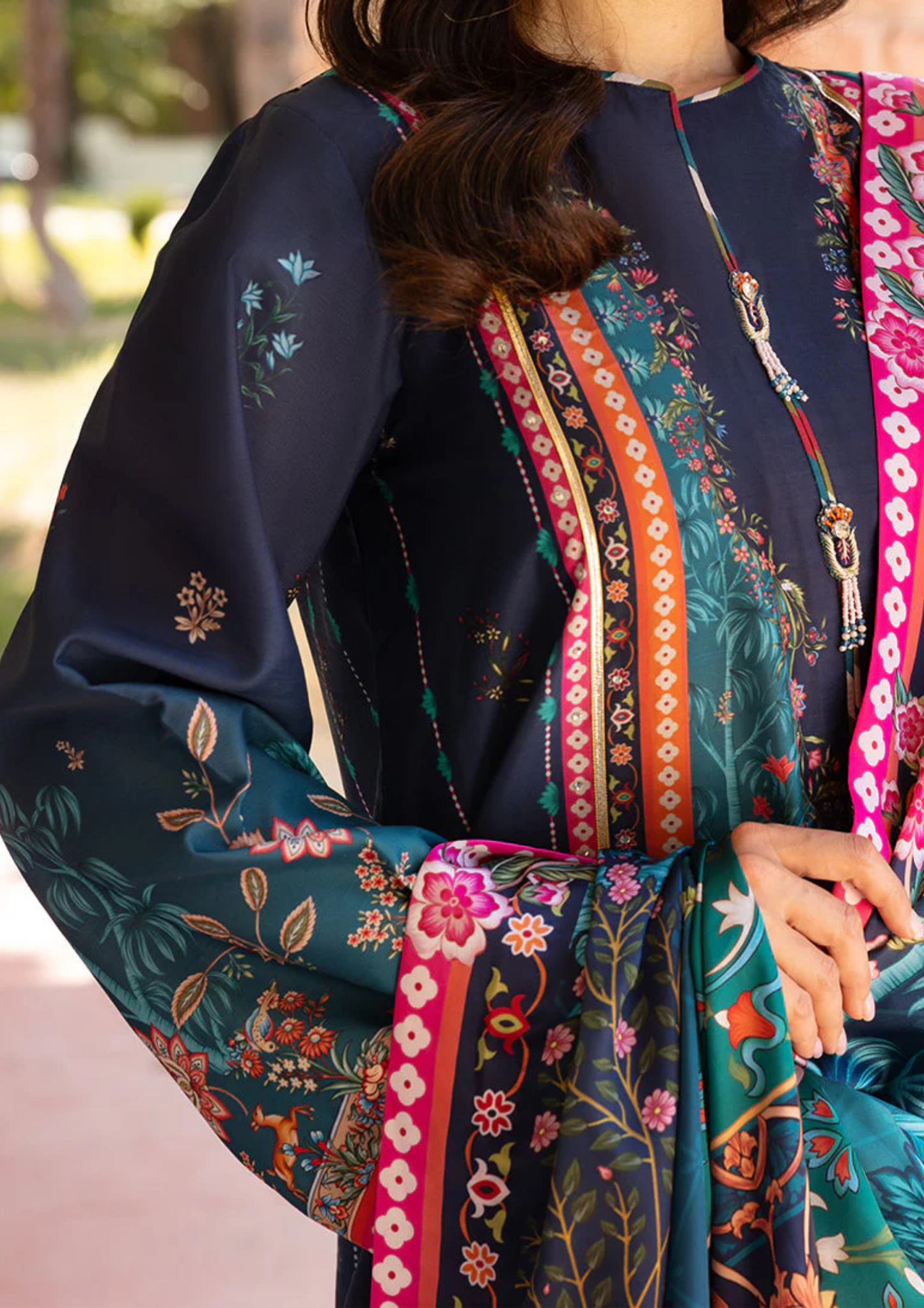 Mushq Hemline Nirvana Printed Silk Unstitched Collection | Nova Bloom