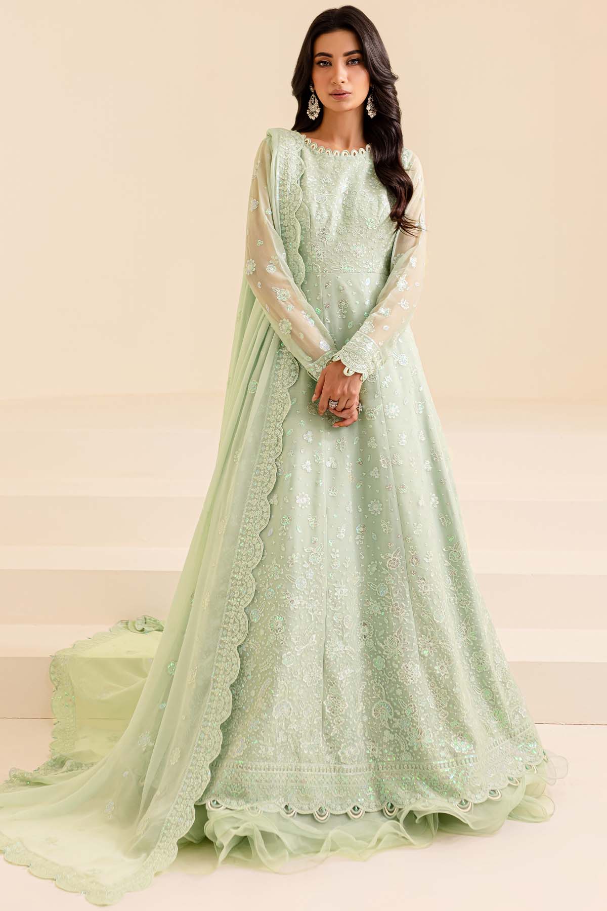 Farasha Unstitched Embroidered Lumiere Festive Formal | Aqua Dream