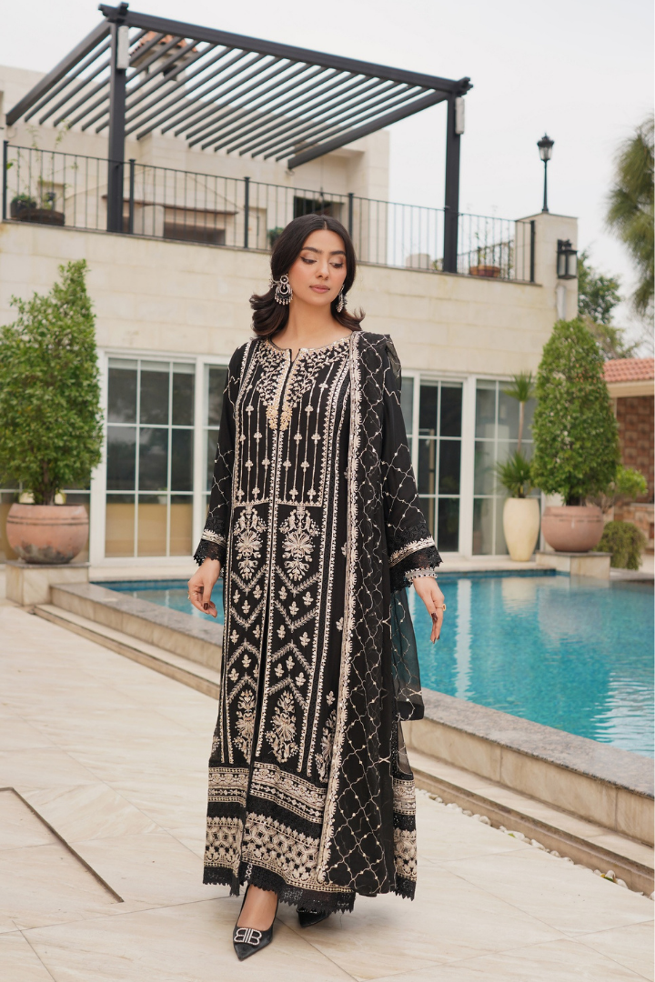 agha noor black dress Agha Noor Luxury Gowns Rimjhim Vol-05 Ready to Wear Collection main image 0