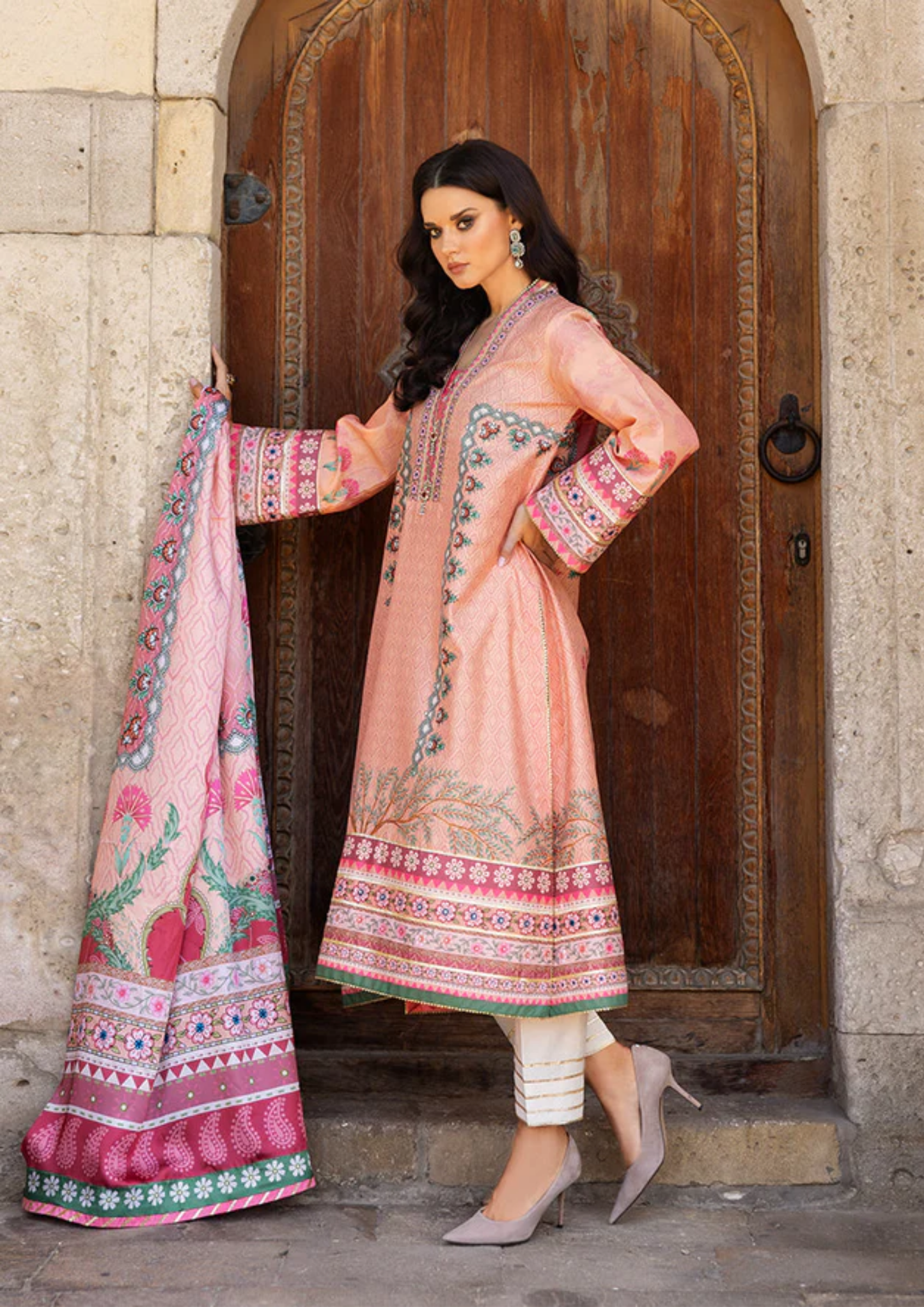 Mushq Hemline Nirvana Printed Silk Unstitched Collection | Pulsar Petal