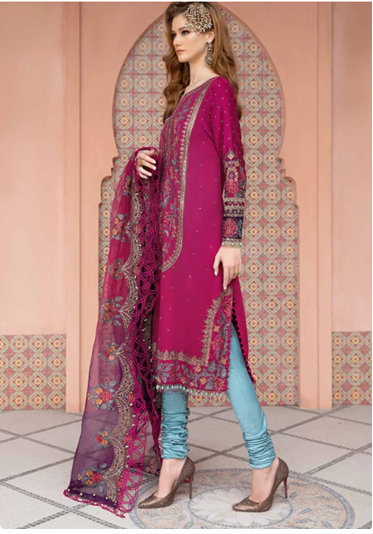 MARIA B. UNSTITCHED EMBROIDERED SATEEN COLLECTION 2024 | D-04 - CST