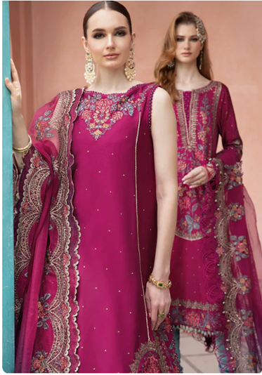 MARIA B. UNSTITCHED EMBROIDERED SATEEN COLLECTION 2024 | D-04 - CST