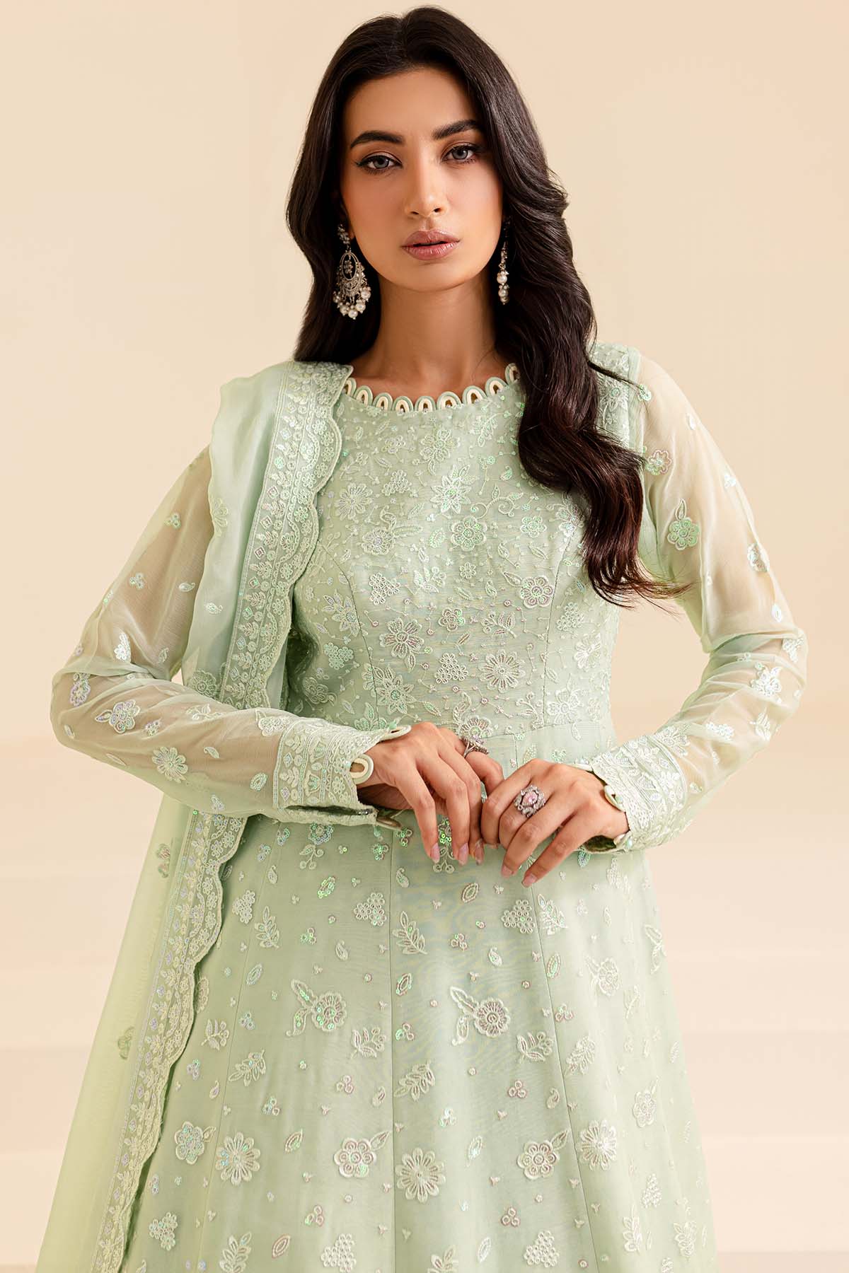 Farasha Unstitched Embroidered Lumiere Festive Formal | Aqua Dream