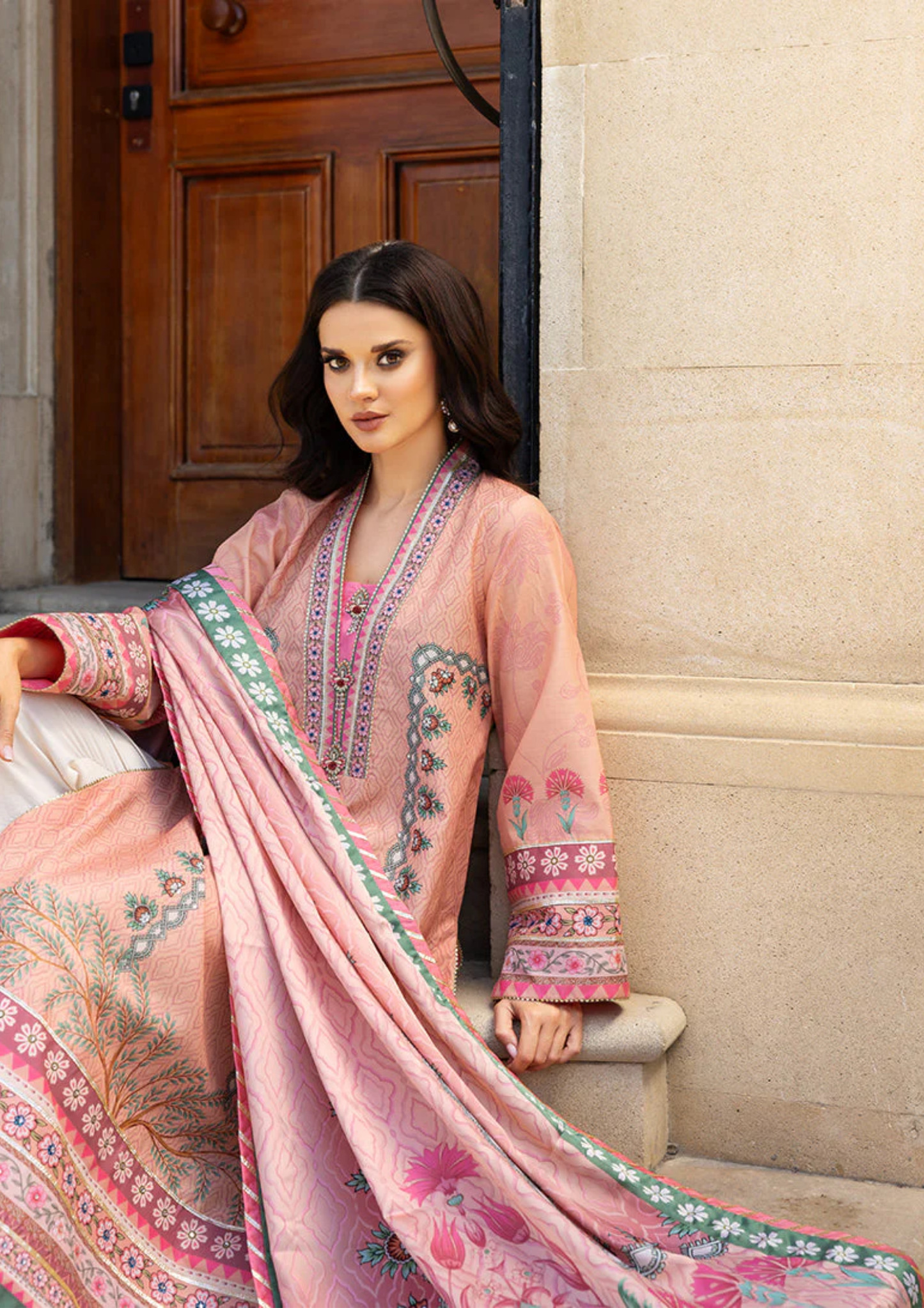 Mushq Hemline Nirvana Printed Silk Unstitched Collection | Pulsar Petal