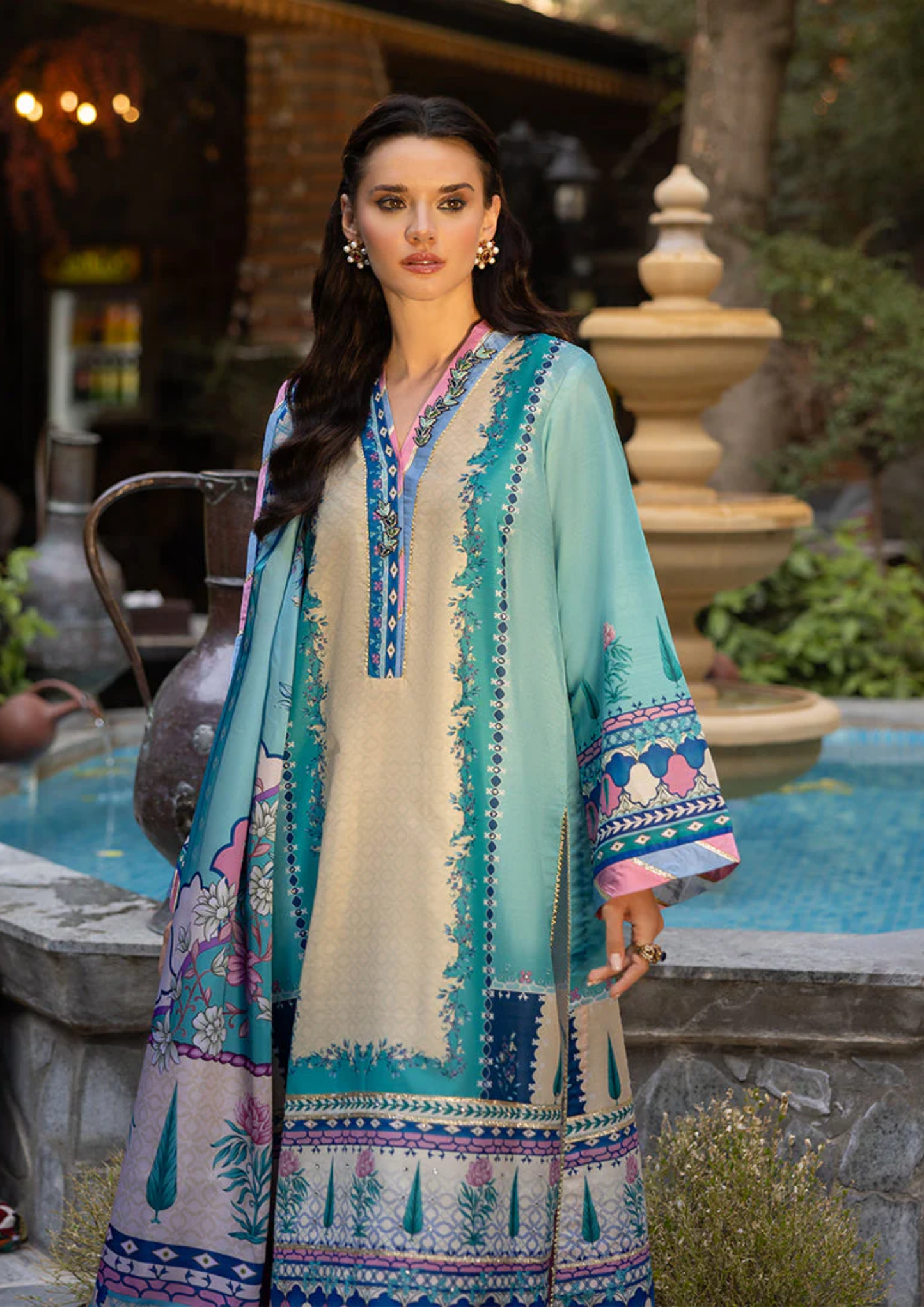 Mushq Hemline Nirvana Printed Silk Unstitched Collection | Seraphic Dust