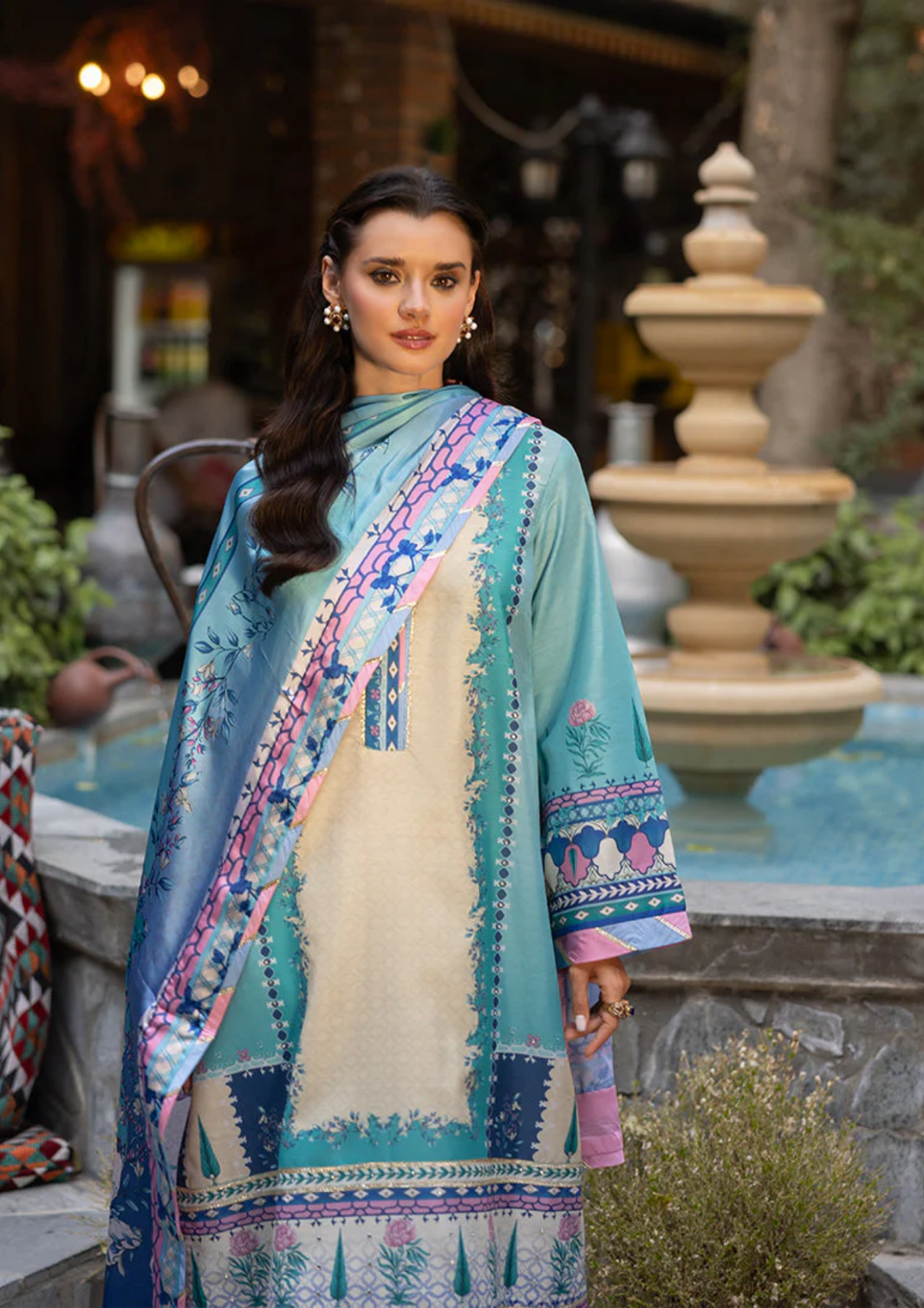 Mushq Hemline Nirvana Printed Silk Unstitched Collection | Seraphic Dust