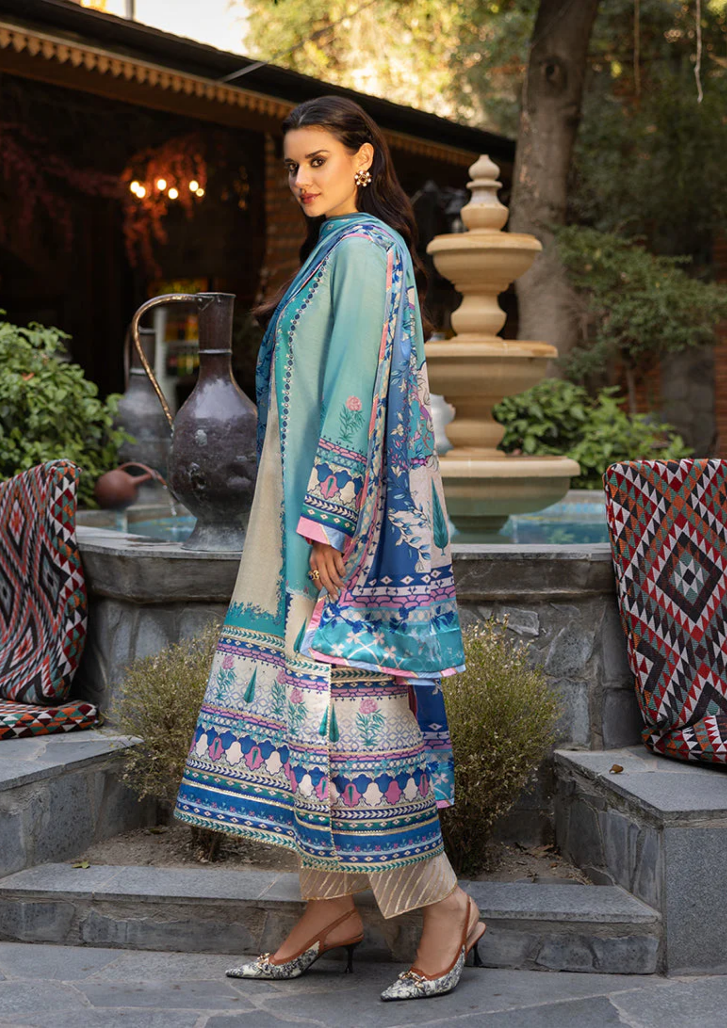 Mushq Hemline Nirvana Printed Silk Unstitched Collection | Seraphic Dust