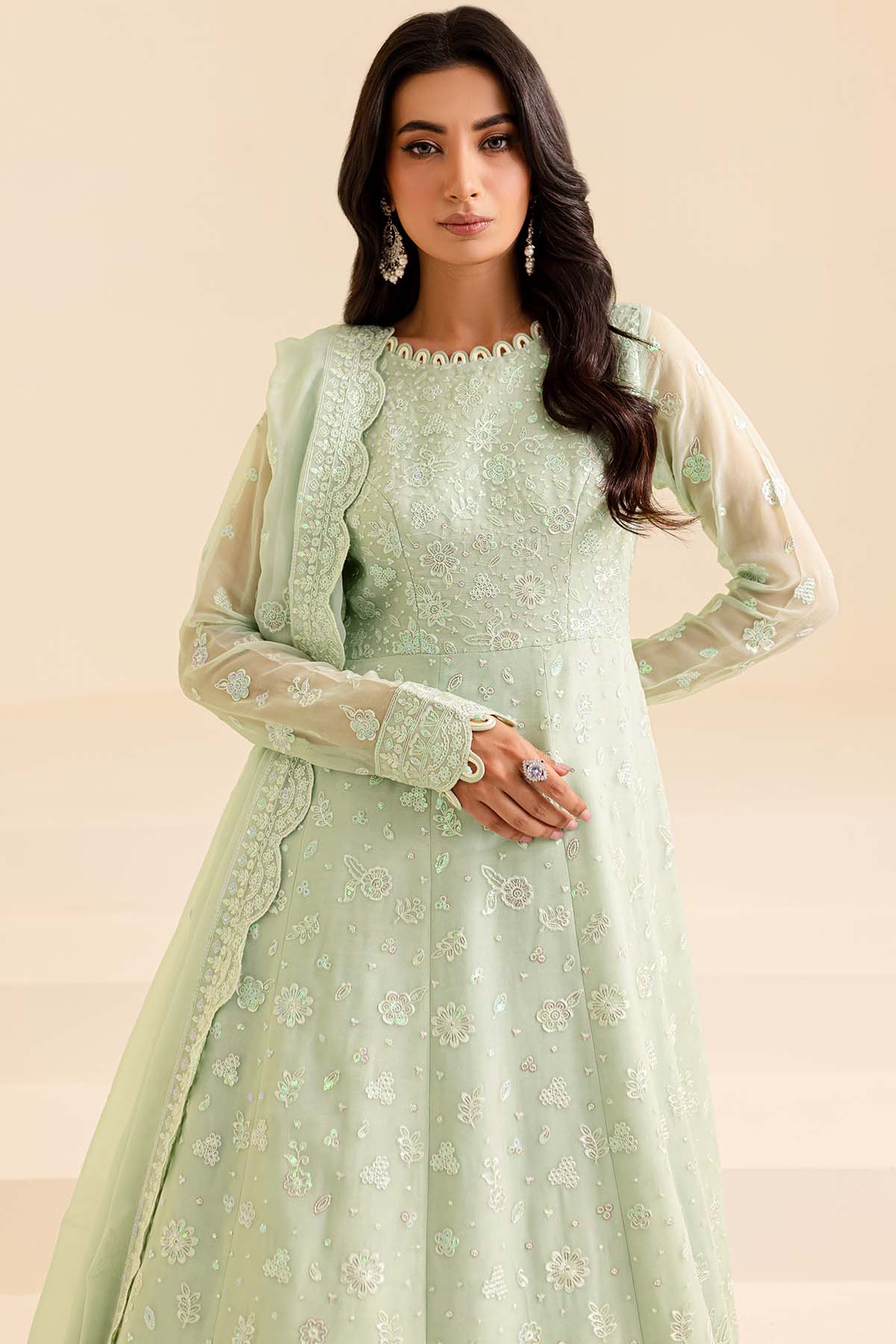 Farasha Unstitched Embroidered Lumiere Festive Formal | Aqua Dream