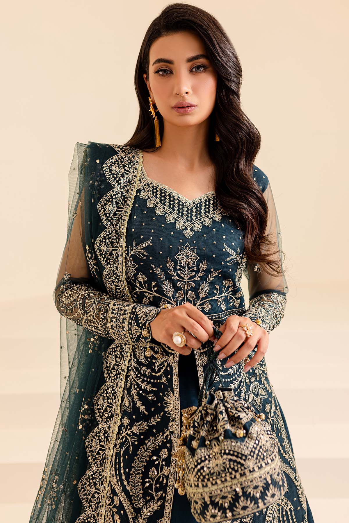 Farasha Unstitched Embroidered Lumiere Festive Formal | Petal Dream