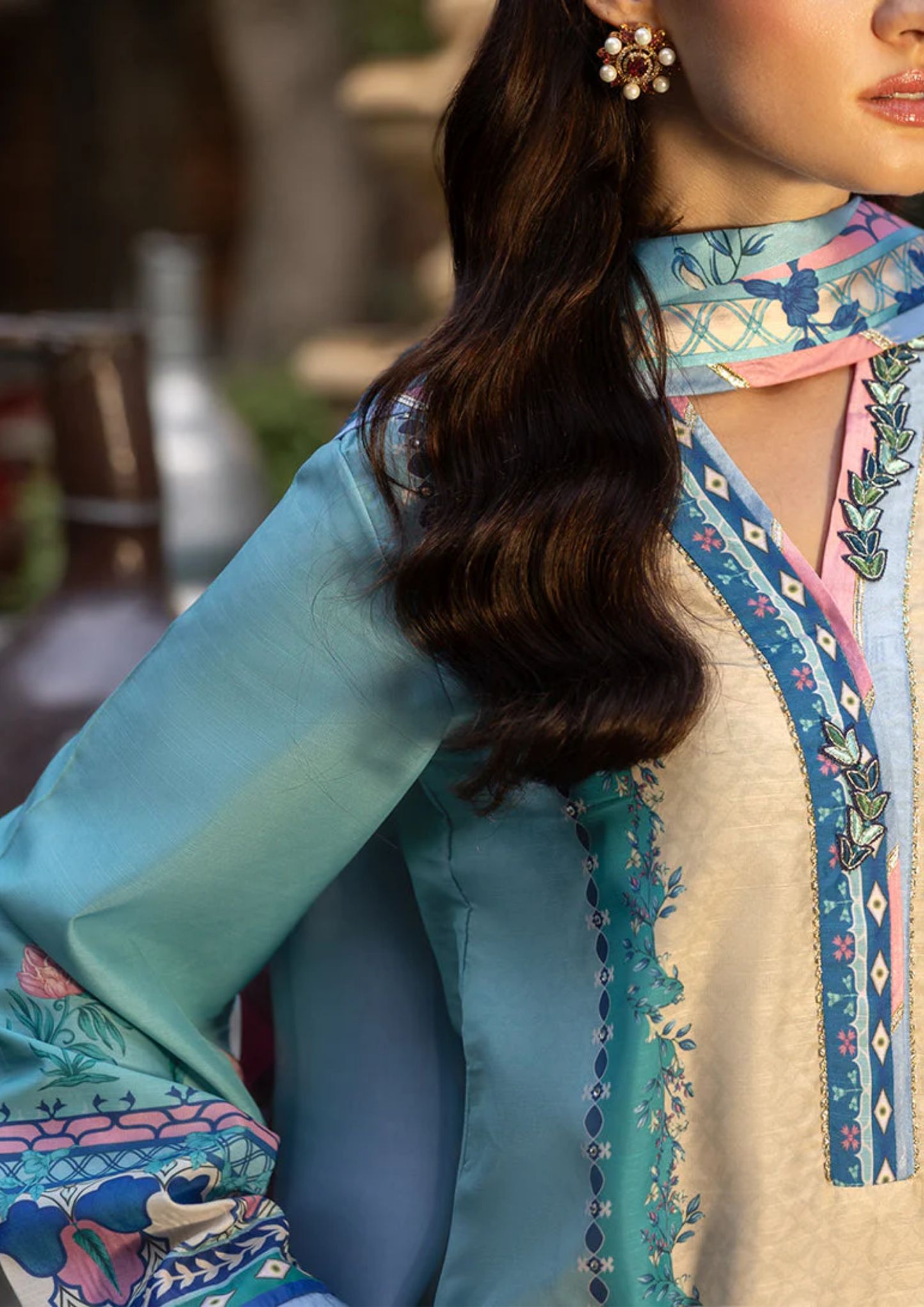 Mushq Hemline Nirvana Printed Silk Unstitched Collection | Seraphic Dust