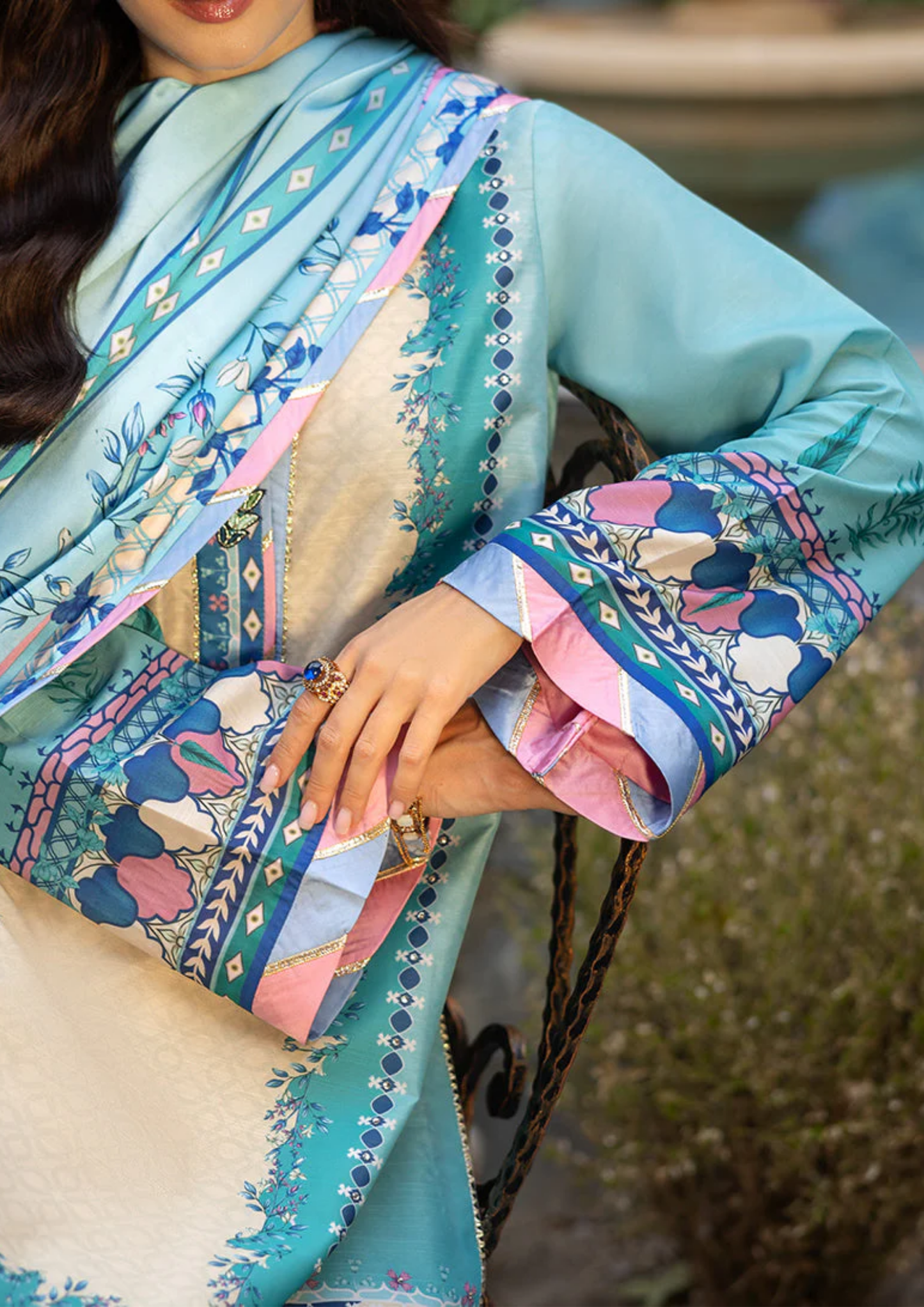 Mushq Hemline Nirvana Printed Silk Unstitched Collection | Seraphic Dust
