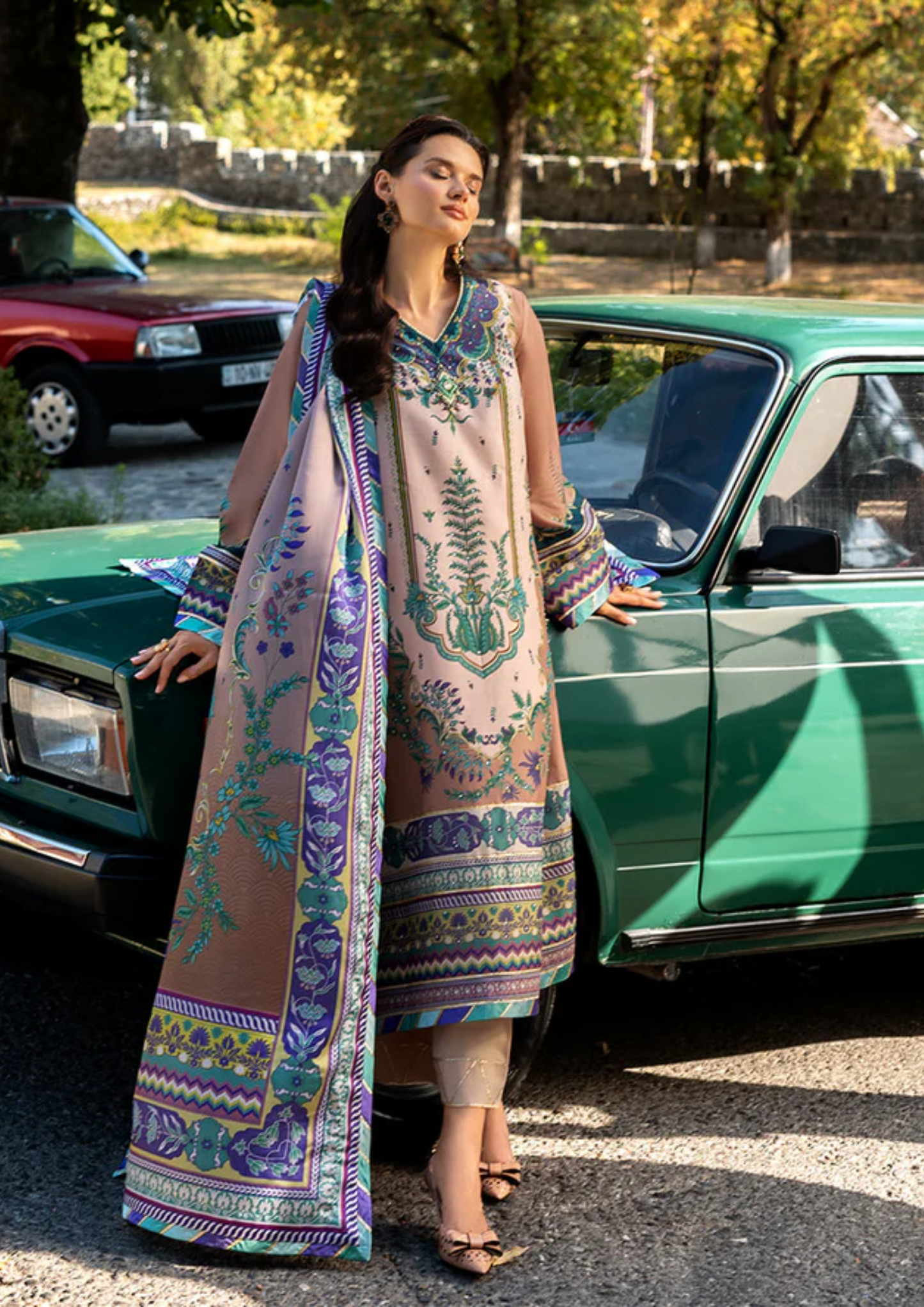 Mushq Hemline Nirvana Printed Silk Unstitched Collection | Aurora Echo
