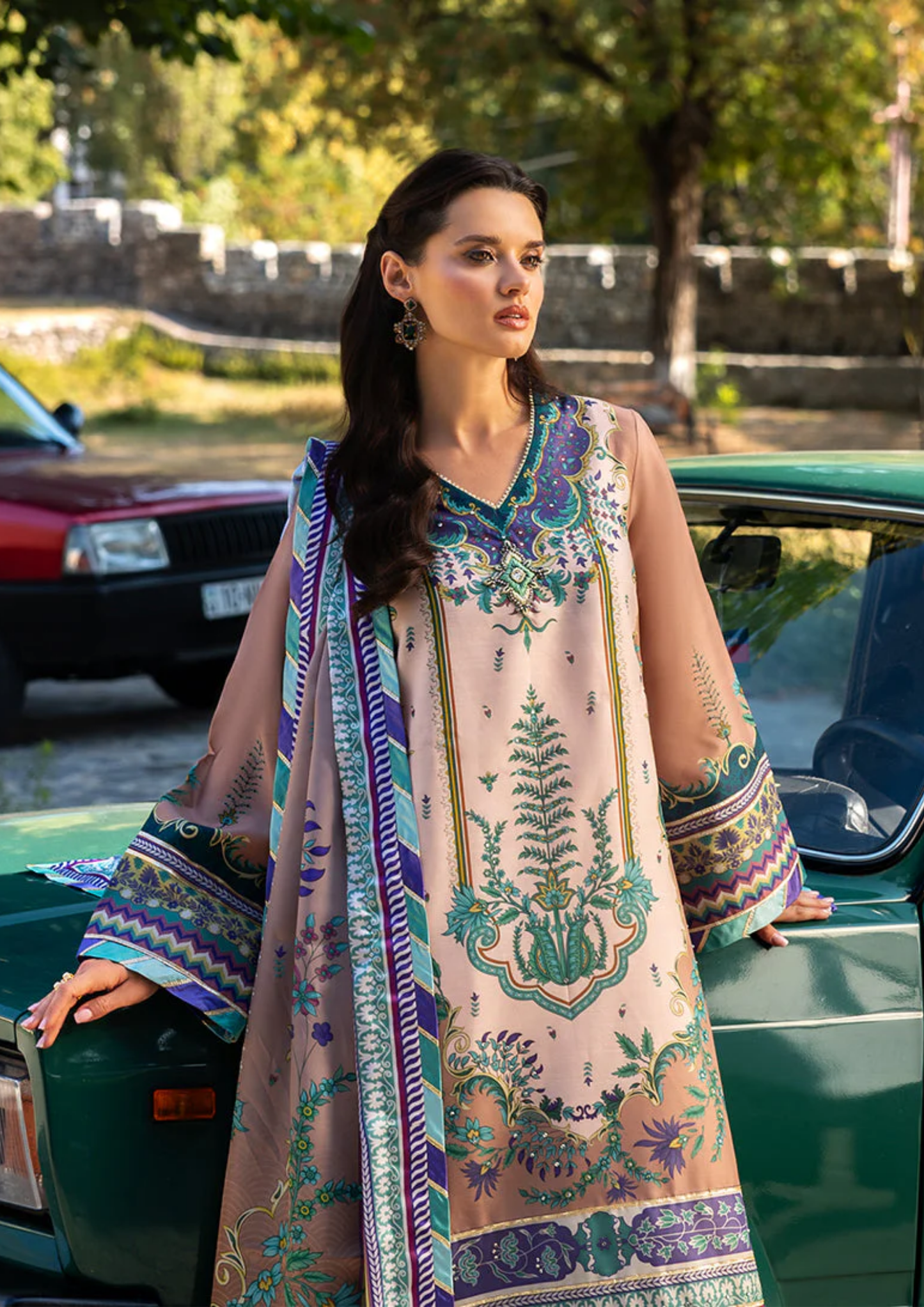 Mushq Hemline Nirvana Printed Silk Unstitched Collection | Aurora Echo