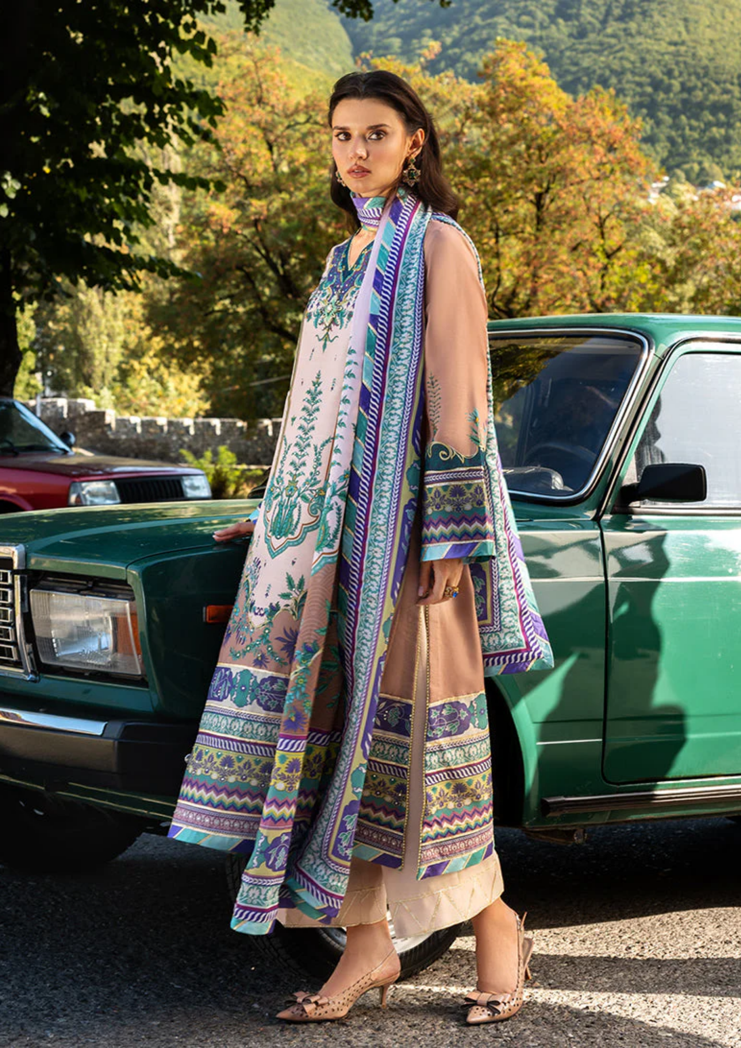 Mushq Hemline Nirvana Printed Silk Unstitched Collection | Aurora Echo