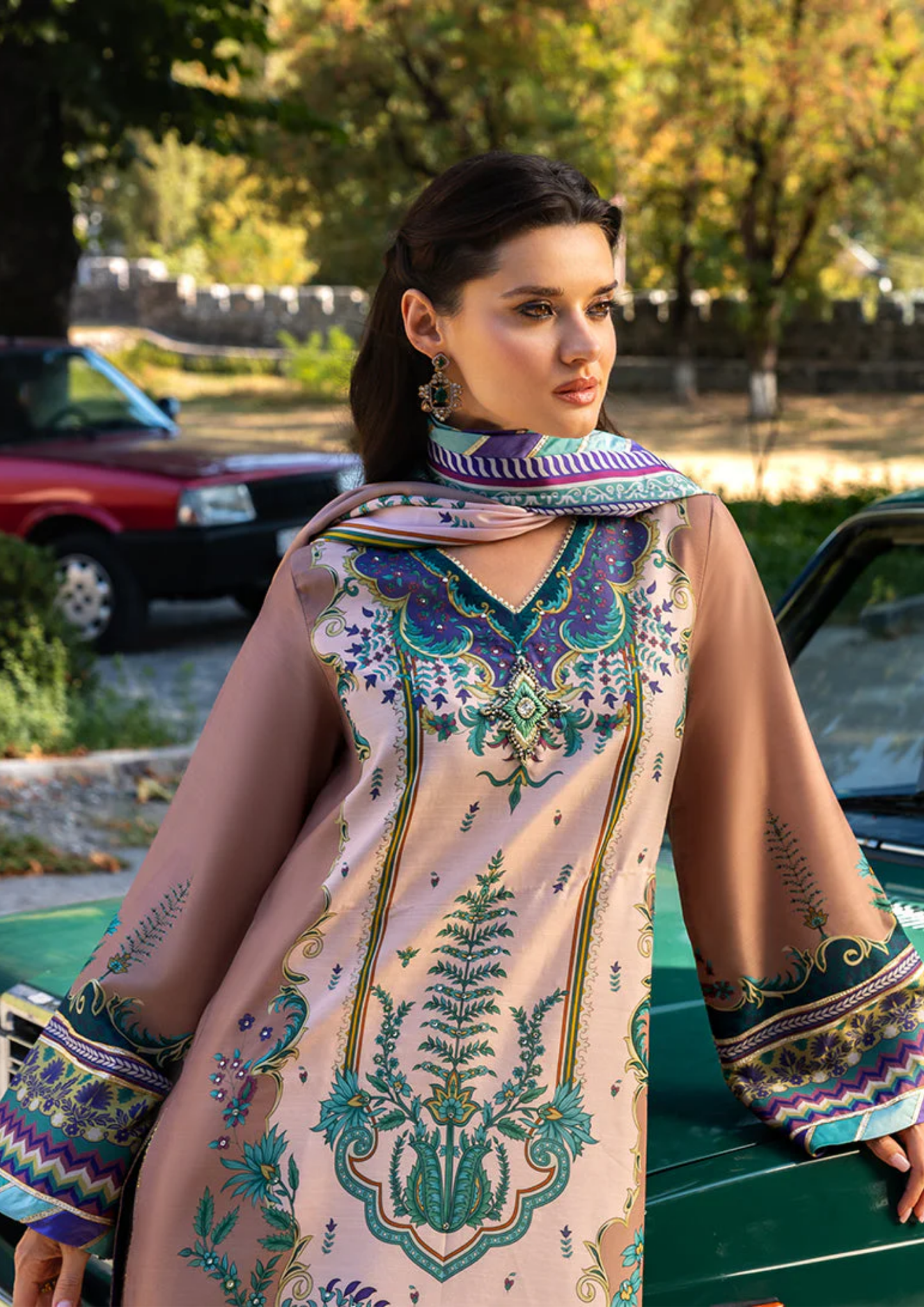 Mushq Hemline Nirvana Printed Silk Unstitched Collection | Aurora Echo