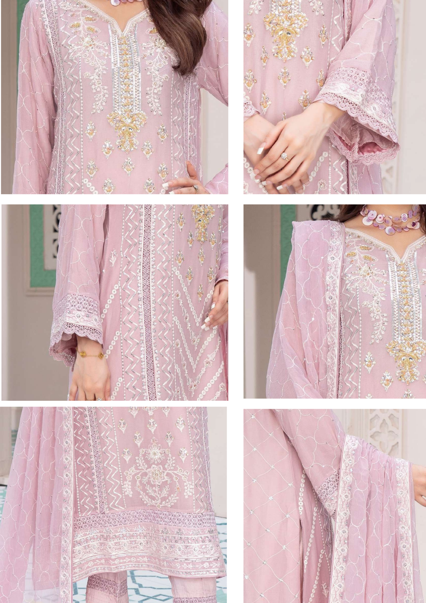 Agha Noor Shehnai Chiffon Ready to Wear Handwork Collection 25 | Pink