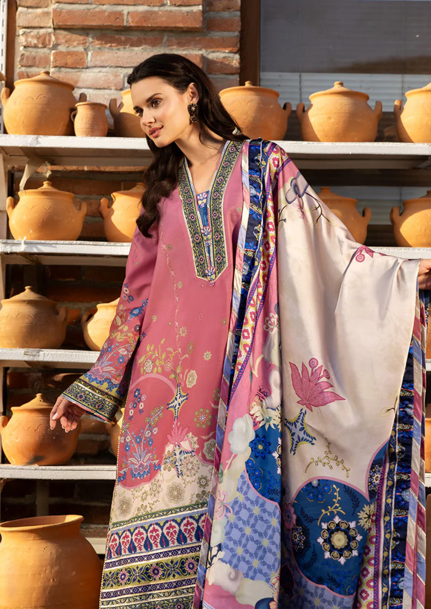 Mushq Hemline Nirvana Printed Silk Unstitched Collection | Maridian Bloom