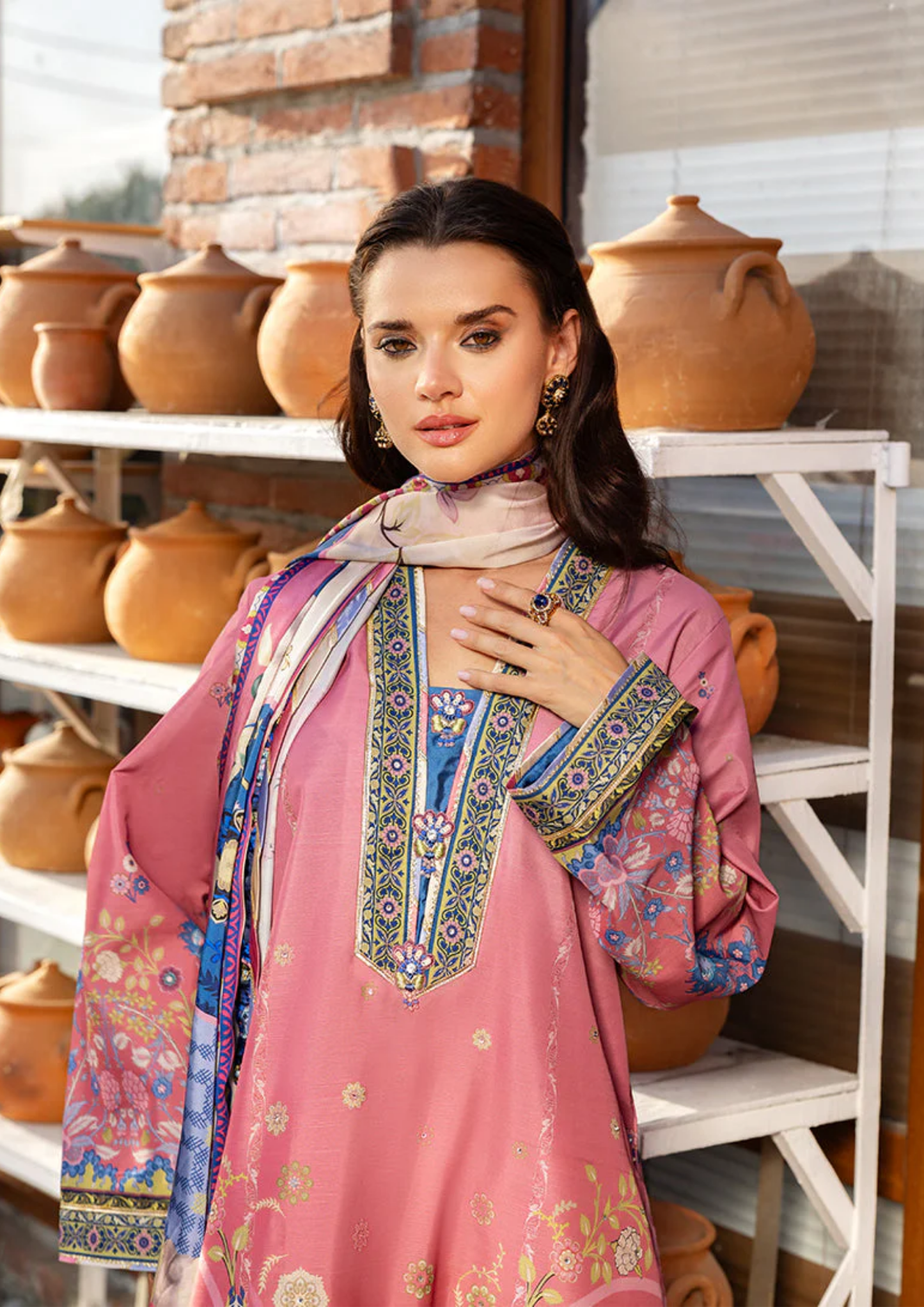 Mushq Hemline Nirvana Printed Silk Unstitched Collection | Maridian Bloom