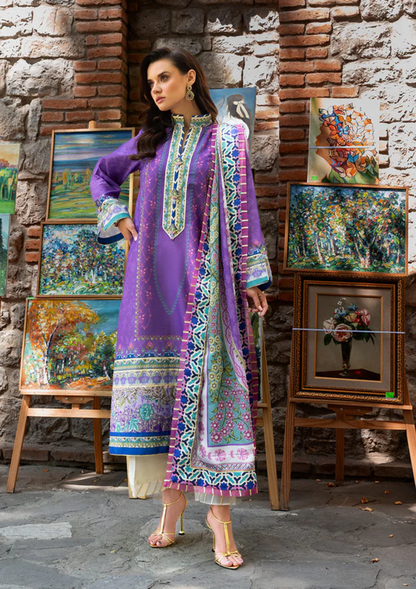 Mushq Hemline Nirvana Printed Silk Unstitched Collection | Cosmic Spindle