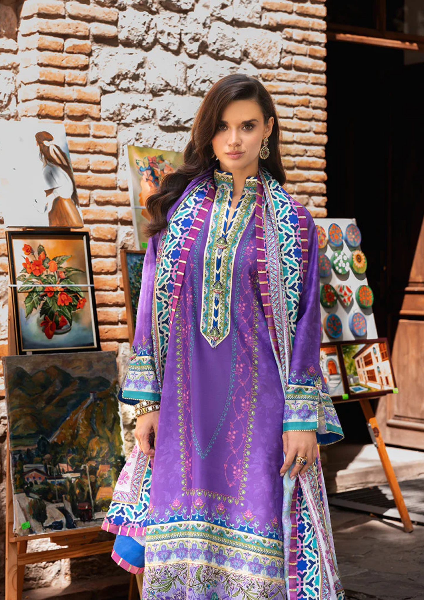 Mushq Hemline Nirvana Printed Silk Unstitched Collection | Cosmic Spindle