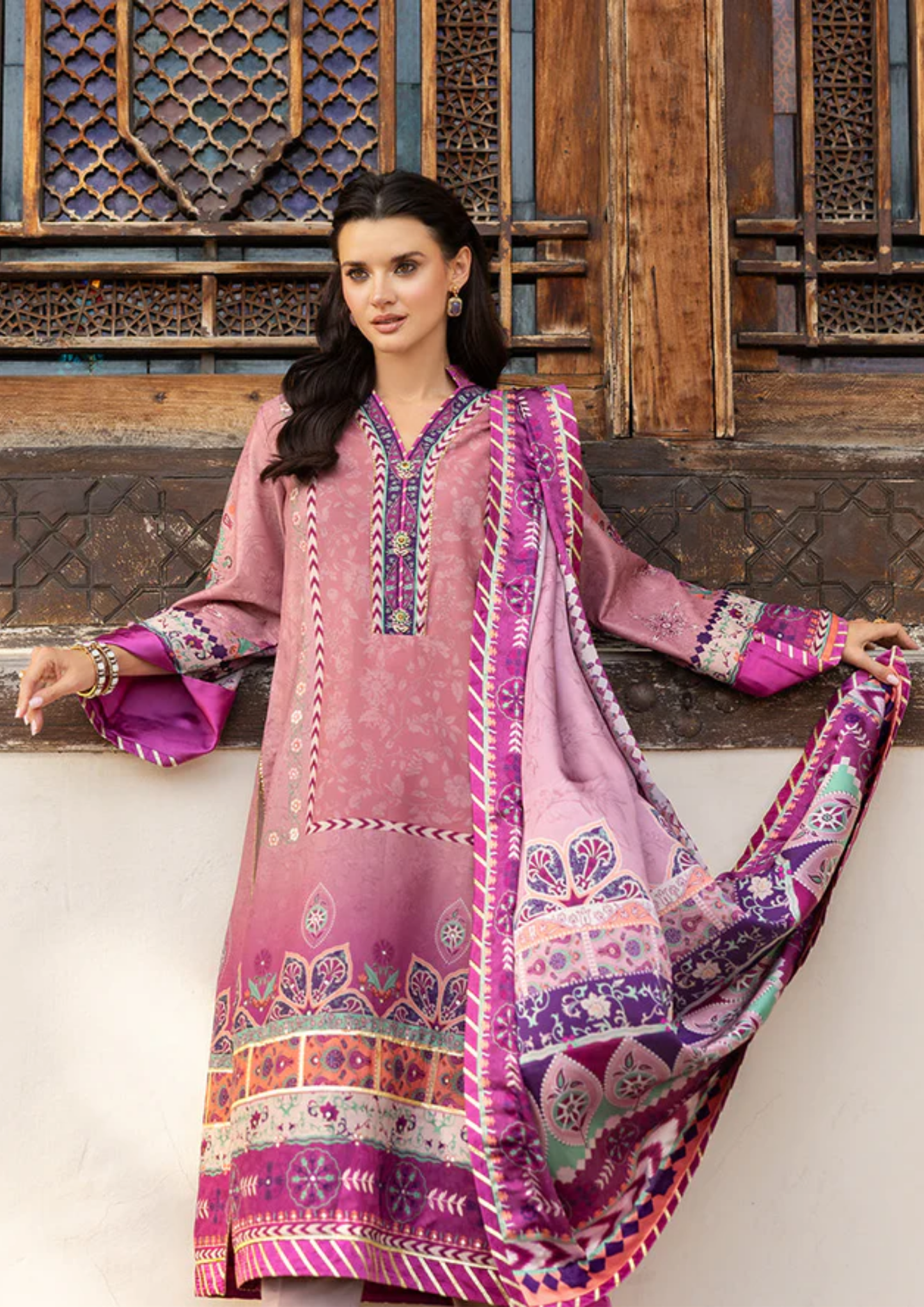 Mushq Hemline Nirvana Printed Silk Unstitched Collection | Stella Song