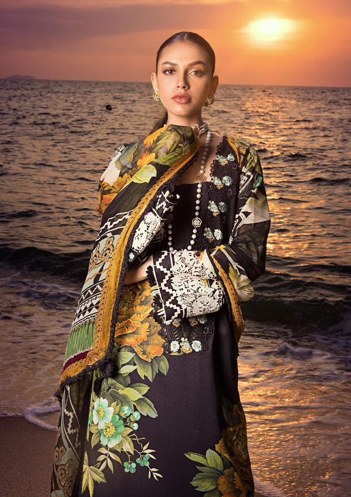 Elaf Signature Embroidered Lawn Collection | ESL-08B NIGHTFALL - Mirha Fashion