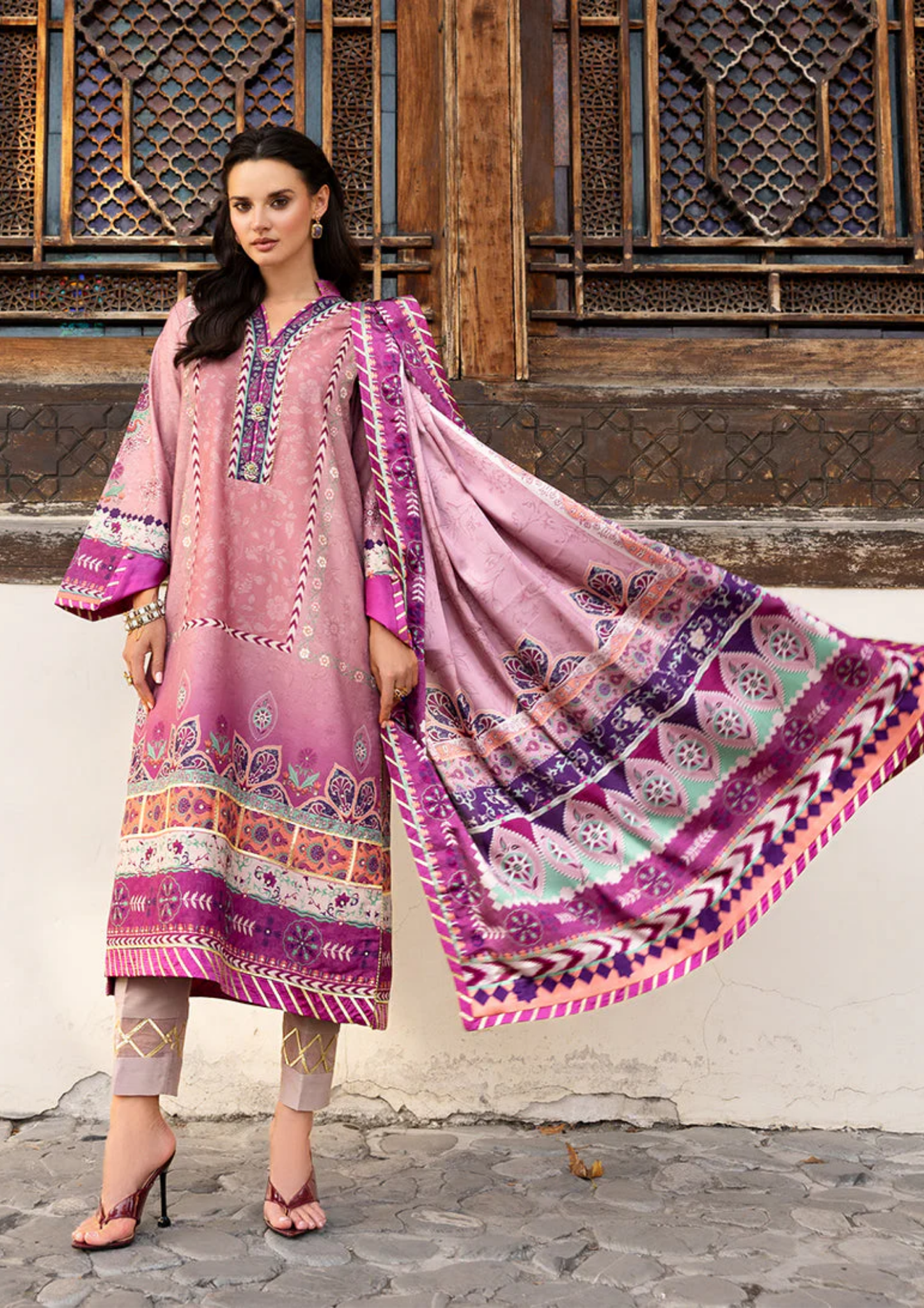 Mushq Hemline Nirvana Printed Silk Unstitched Collection | Stella Song