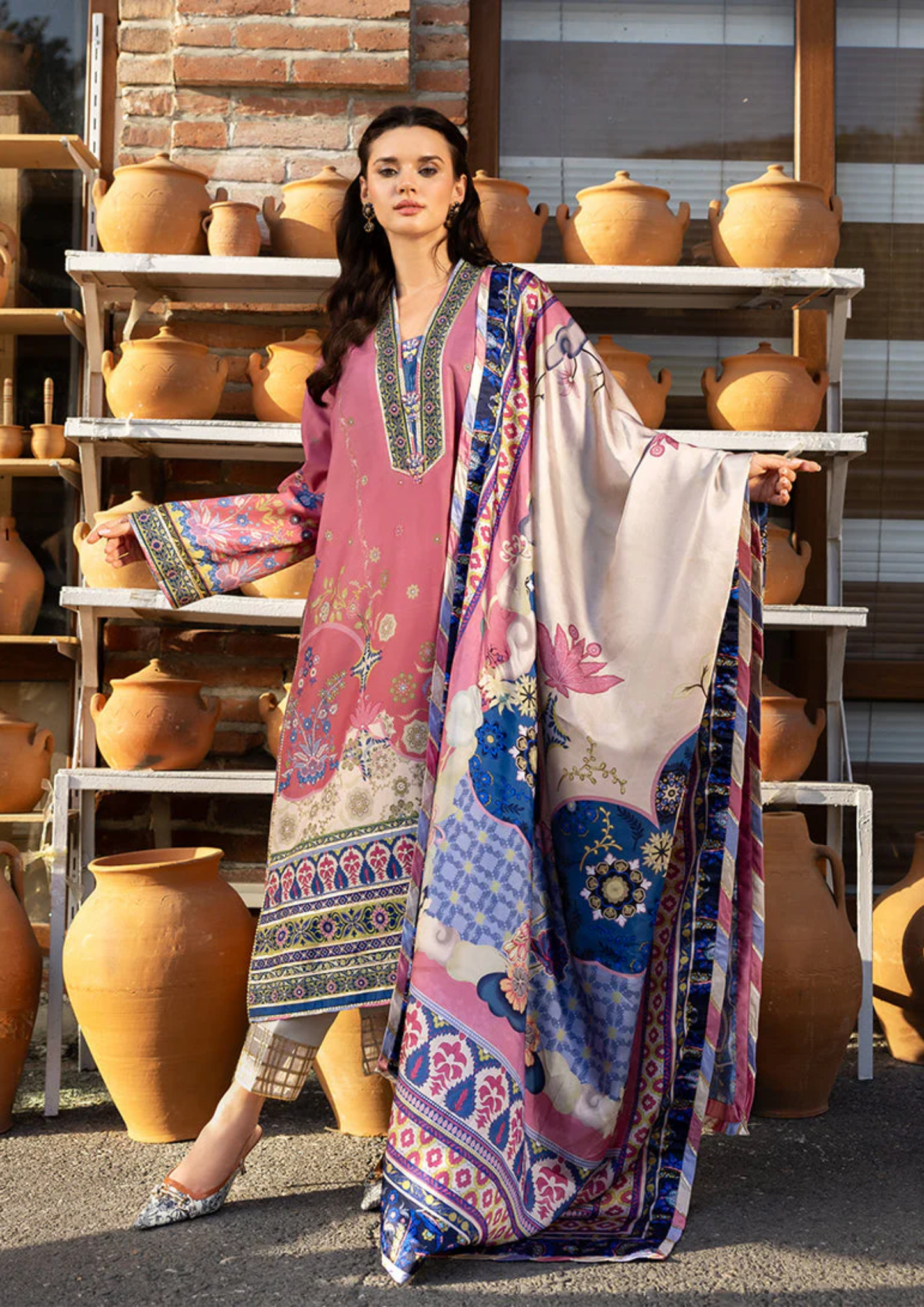 Mushq Hemline Nirvana Printed Silk Unstitched Collection | Maridian Bloom