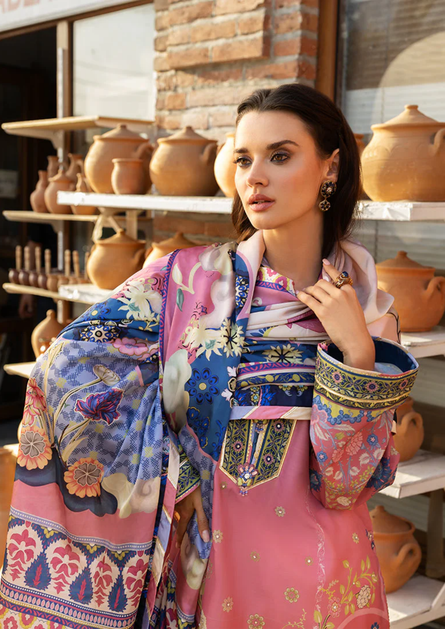 Mushq Hemline Nirvana Printed Silk Unstitched Collection | Maridian Bloom