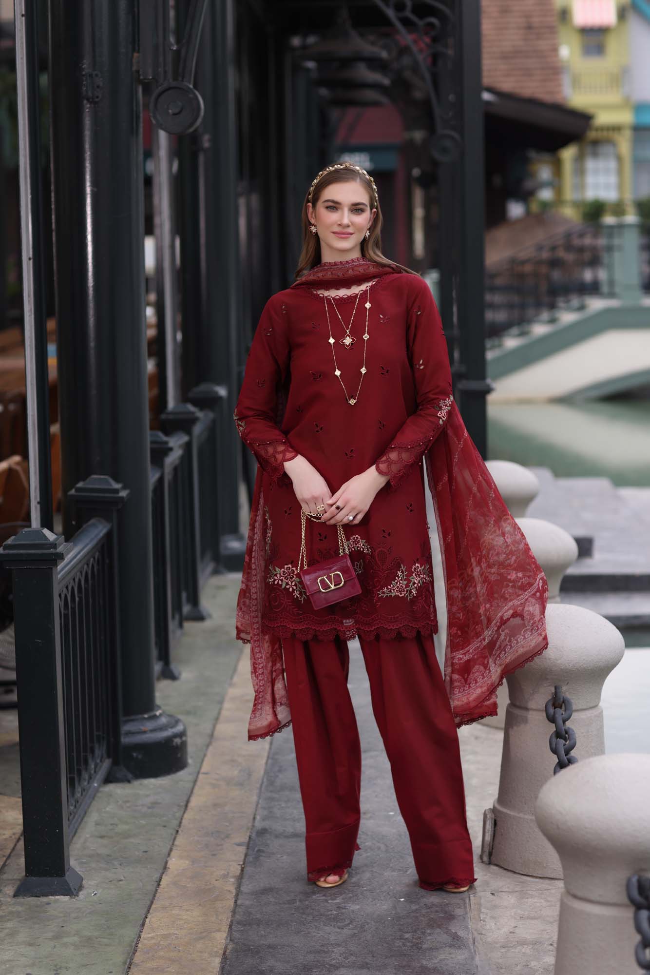 Noor by Sadia Chickenkari Eid Edit 2025 | D1- Mulberry Red