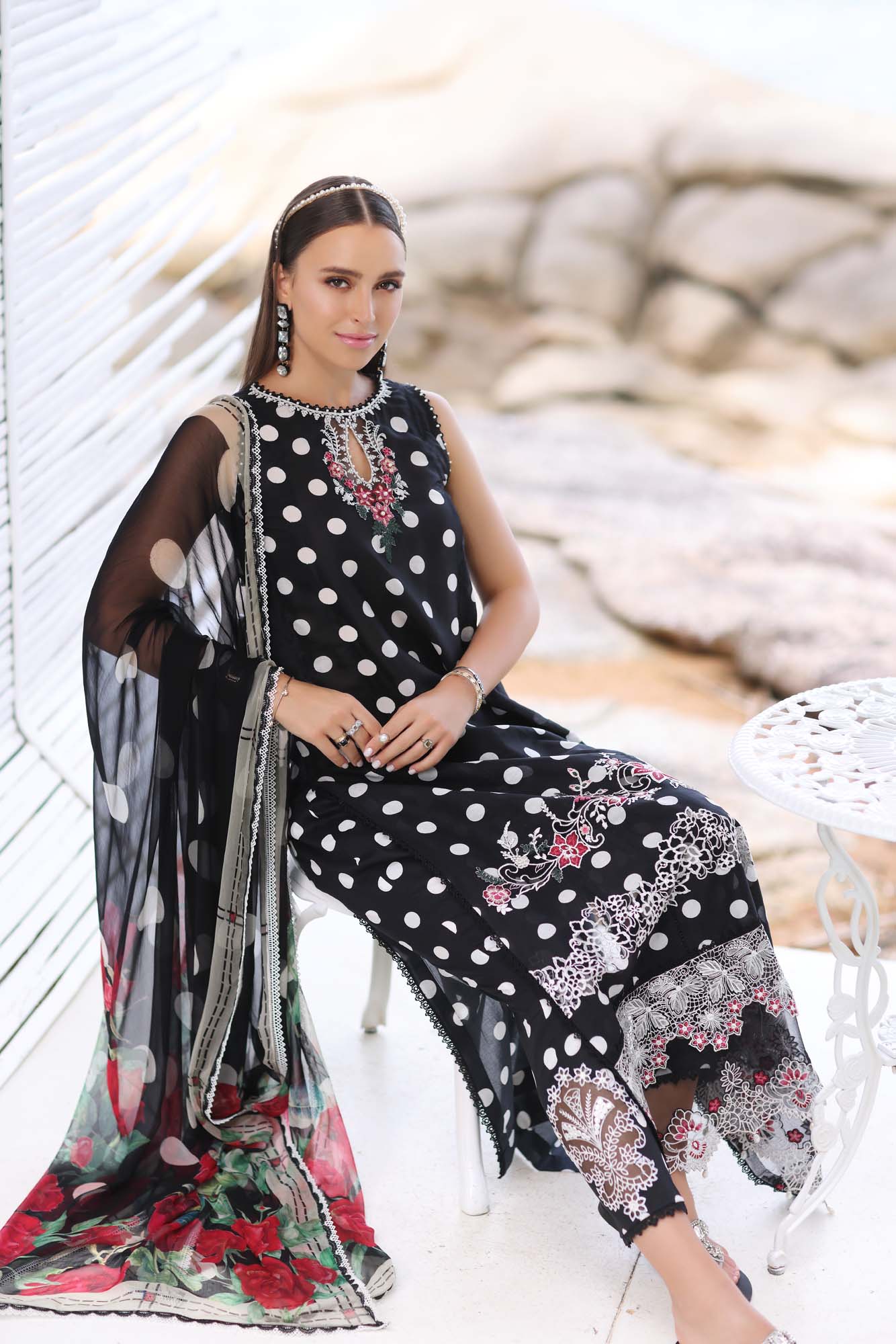 Noor by Saadia Asad Luxe Printkari Lawn 2024 | D6-A - Mirha Fashion