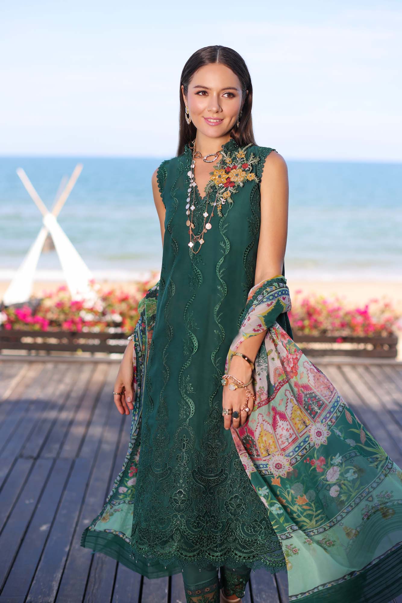 Noor By Saadia Asad Luxury ChikanKari Lawn 2023 | D1-B