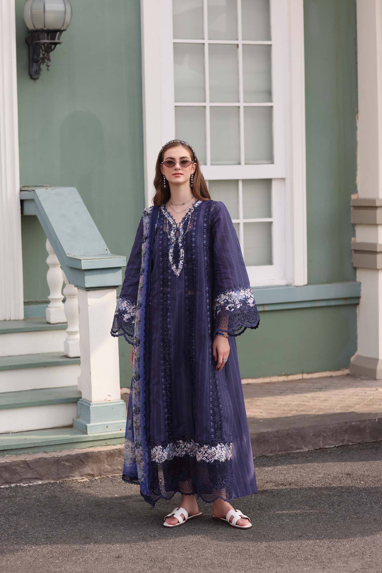Noor by Sadia Chickenkari Eid Edit 2025 |D7- Navy Blue
