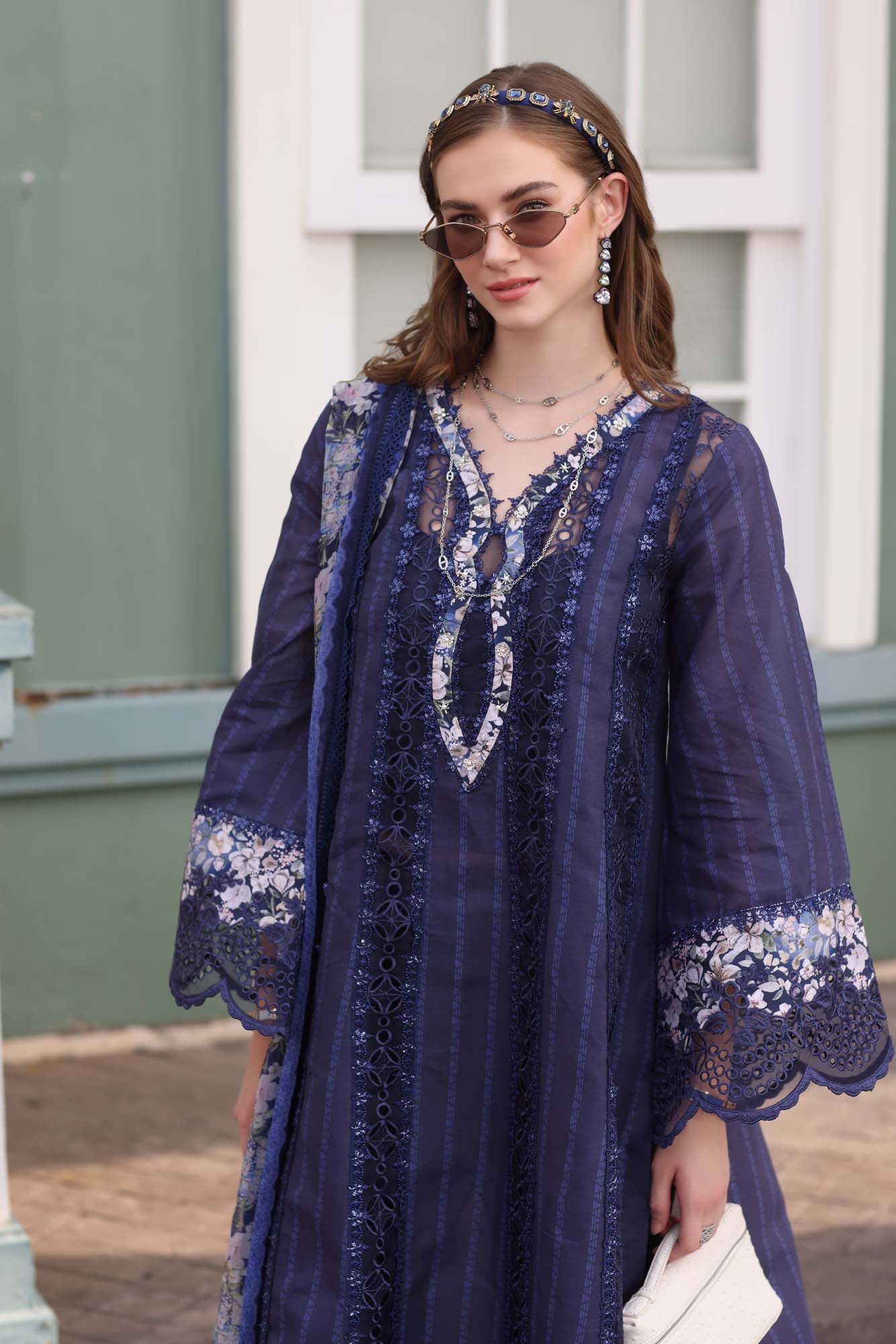Noor by Sadia Chickenkari Eid Edit 2025 |D7- Navy Blue