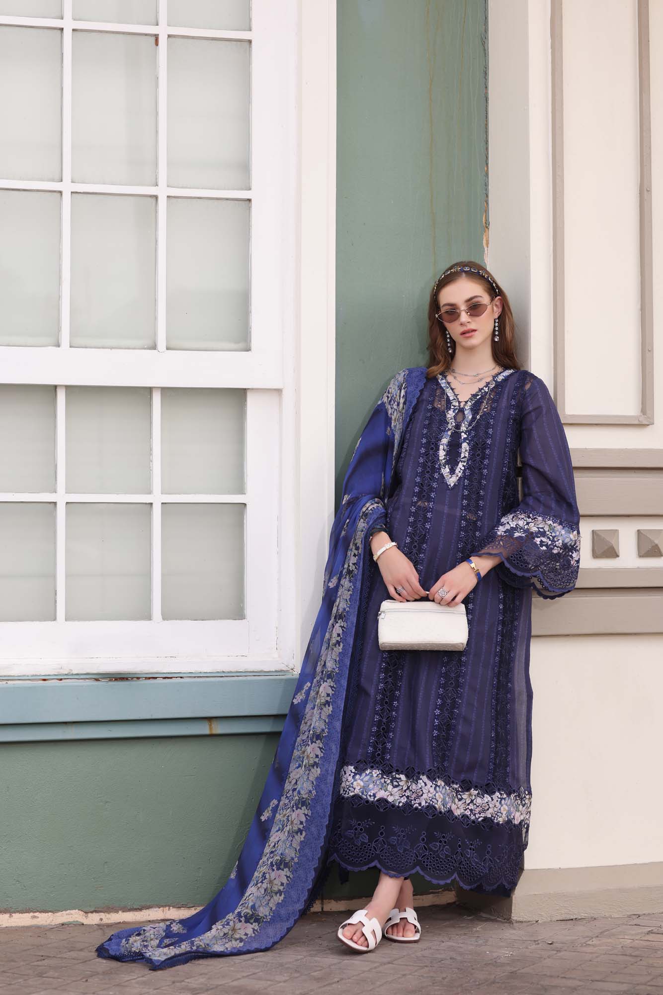 Noor by Sadia Chickenkari Eid Edit 2025 |D7- Navy Blue