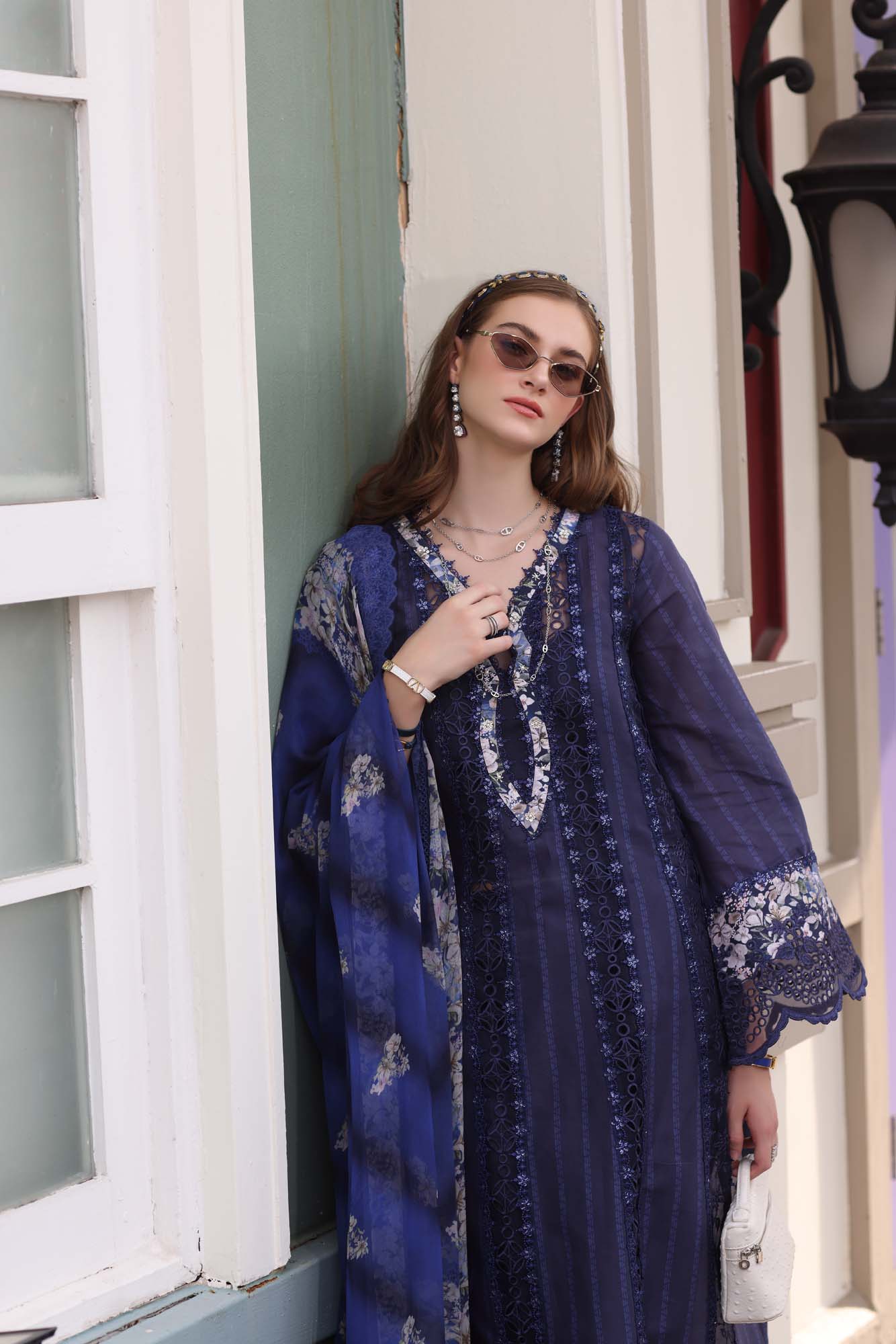 Noor by Sadia Chickenkari Eid Edit 2025 |D7- Navy Blue