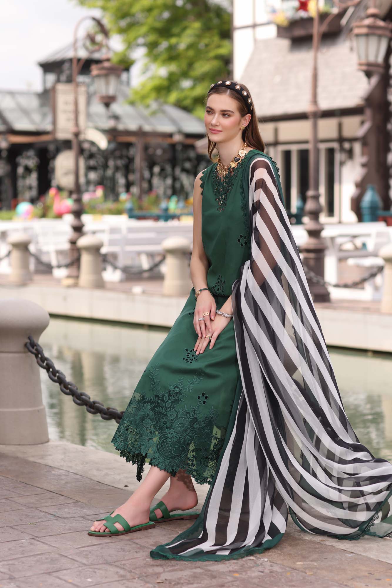 Noor by Sadia Chickenkari Eid Edit 2025 |D12- Bottle Green
