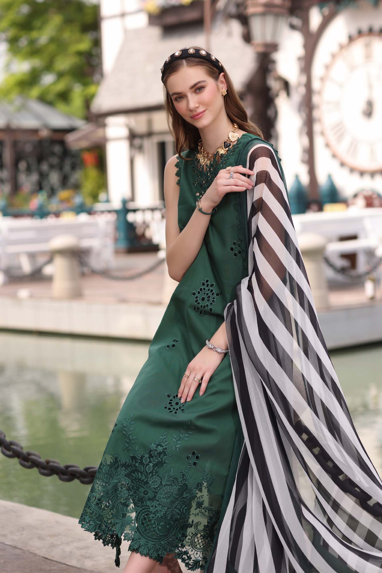Noor by Sadia Chickenkari Eid Edit 2025 |D12- Bottle Green