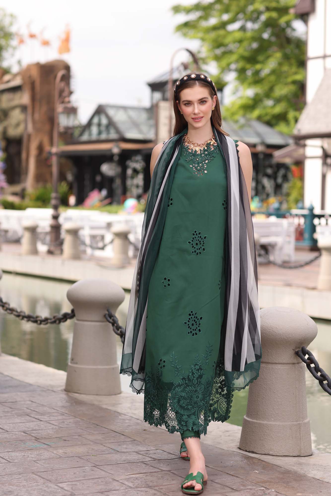 Noor by Sadia Chickenkari Eid Edit 2025 |D12- Bottle Green