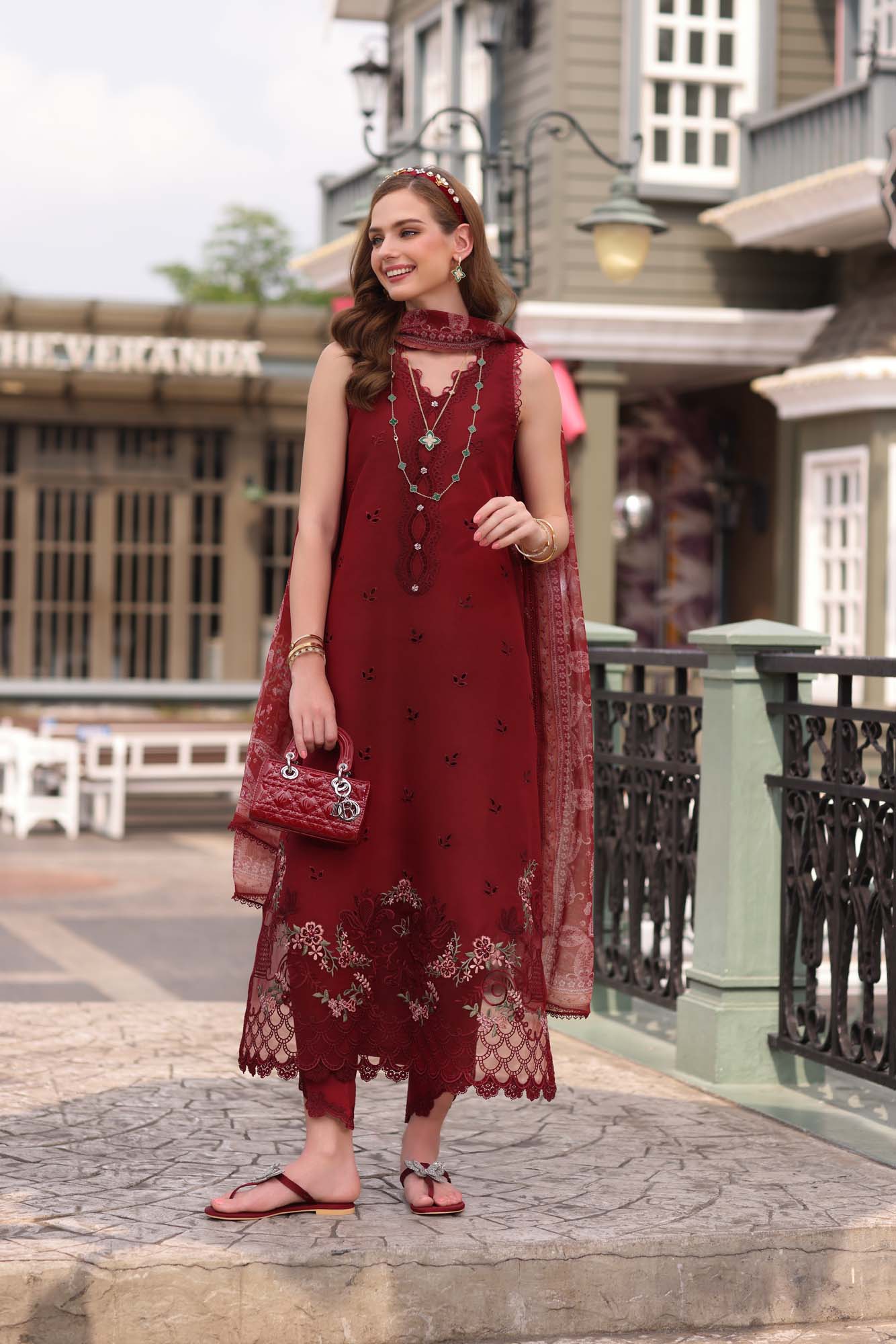 Noor by Sadia Chickenkari Eid Edit 2025 | D1- Mulberry Red