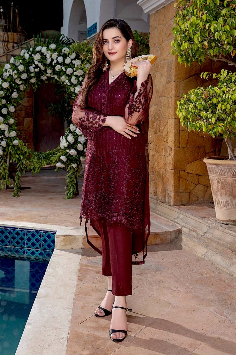 Azure Luxury Formals Unstitched Shirt 2021 | Dazzling Dew