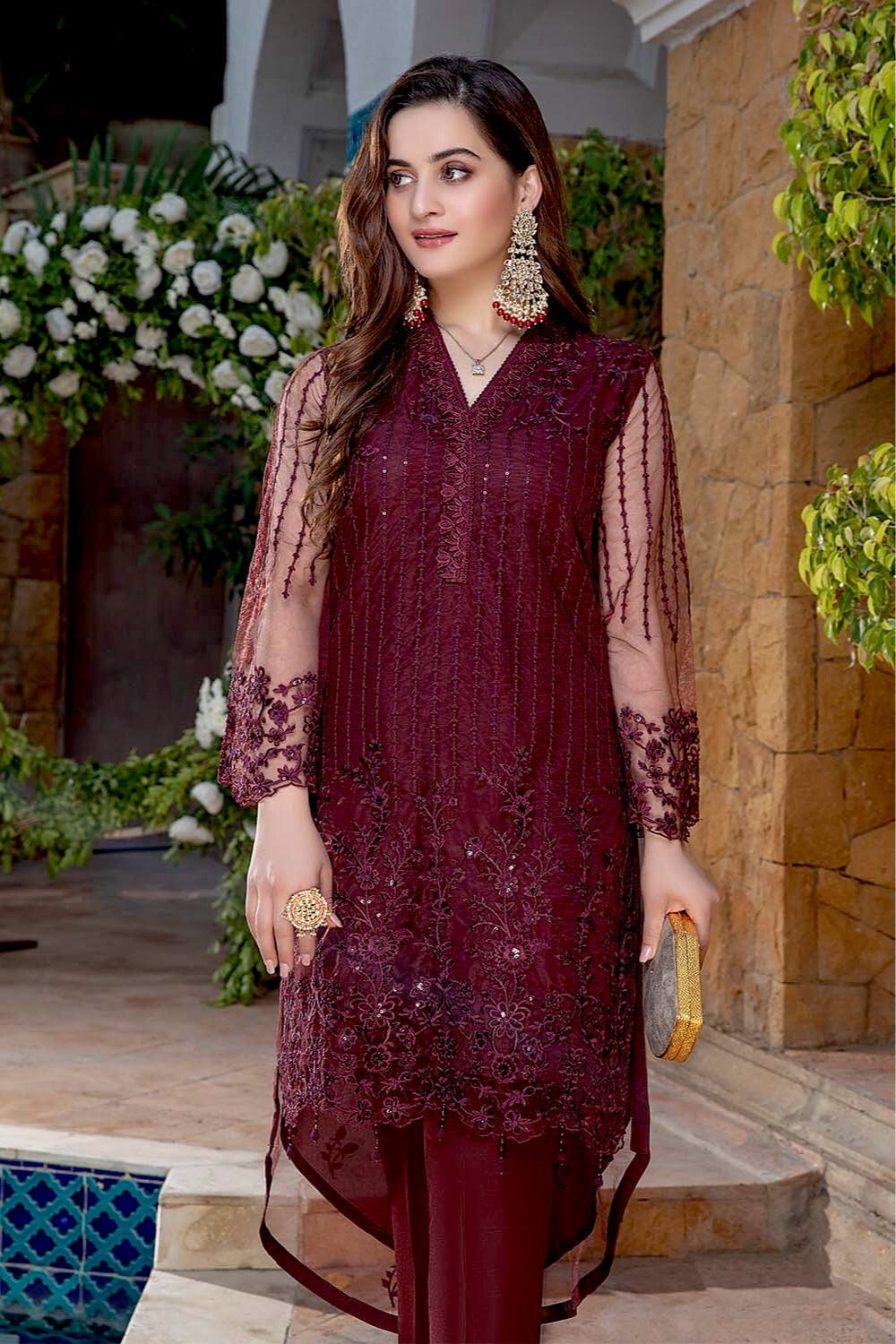 Azure Luxury Formals Unstitched Shirt 2021 | Dazzling Dew