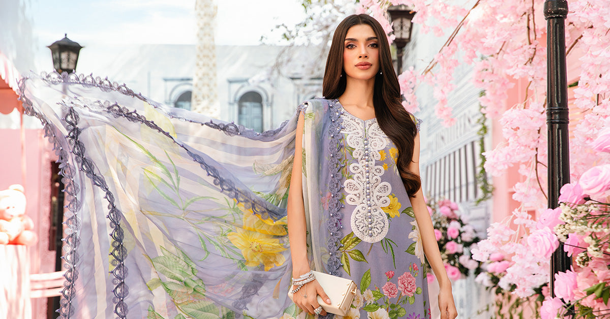 Maria B MPrints- 3 Piece Unstitched Embroidered Lawn Suit | MPT-4-A