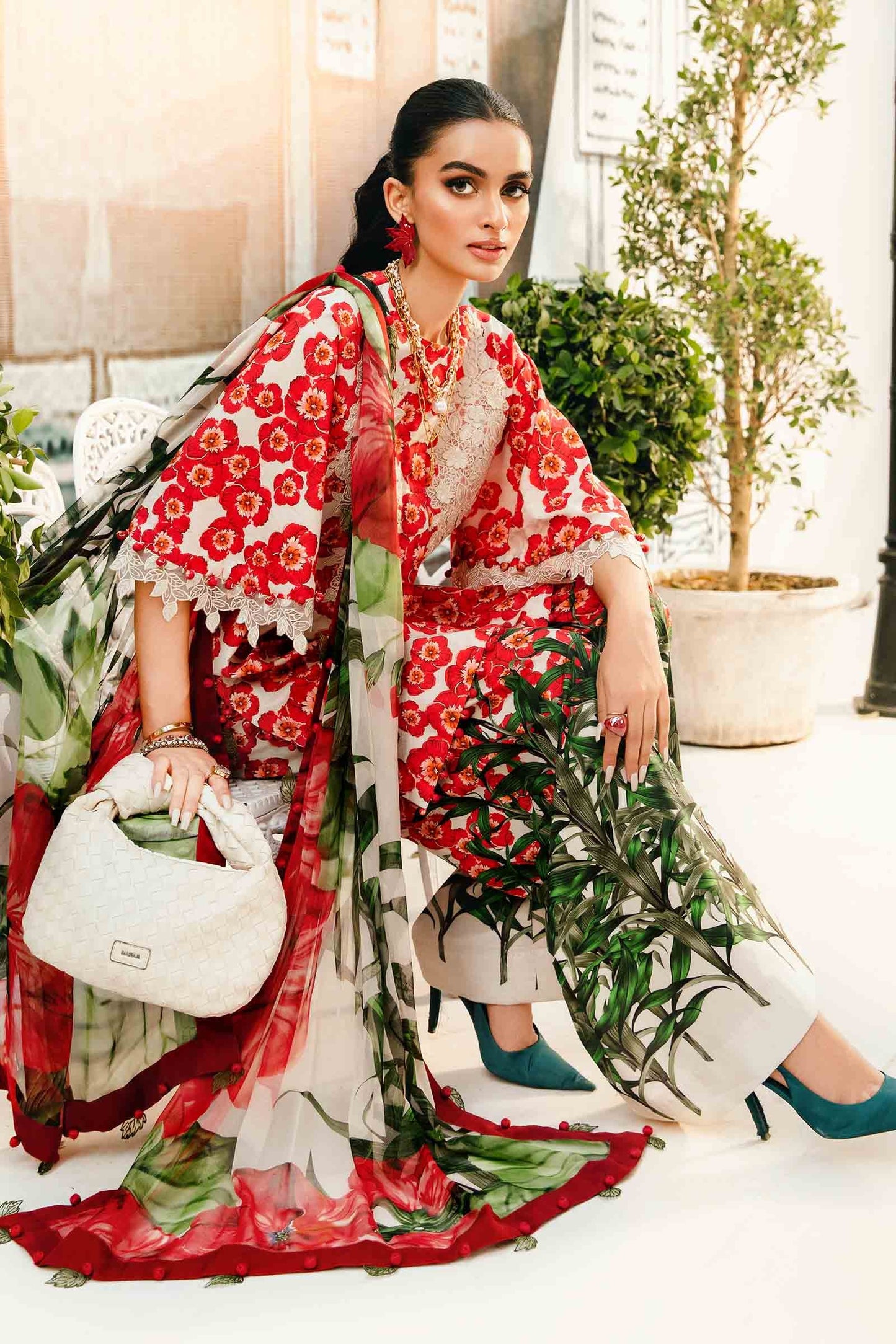 Maria B MPrints- 3 Piece Unstitched Embroidered Lawn Suit | MPT-6-B