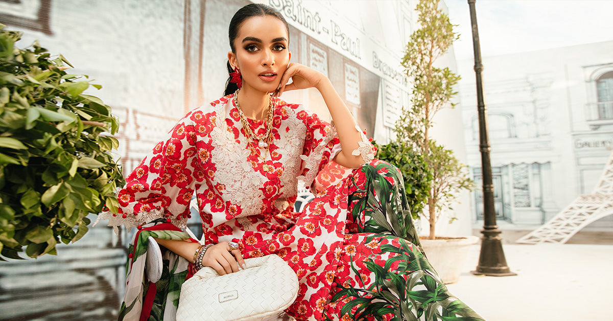 Maria B MPrints- 3 Piece Unstitched Embroidered Lawn Suit | MPT-6-B